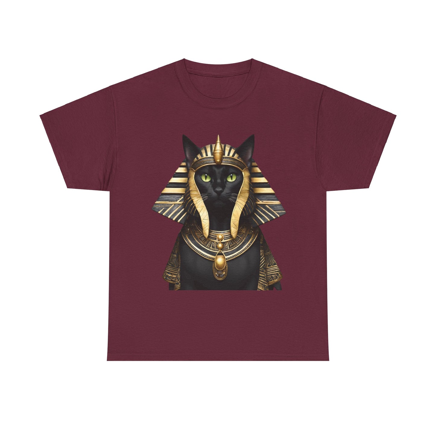 Black & Gold Egyptian Princess Pharaoh Kitty Cat Women's Plus Cotton Short Sleeved Tee Size xl-5xl