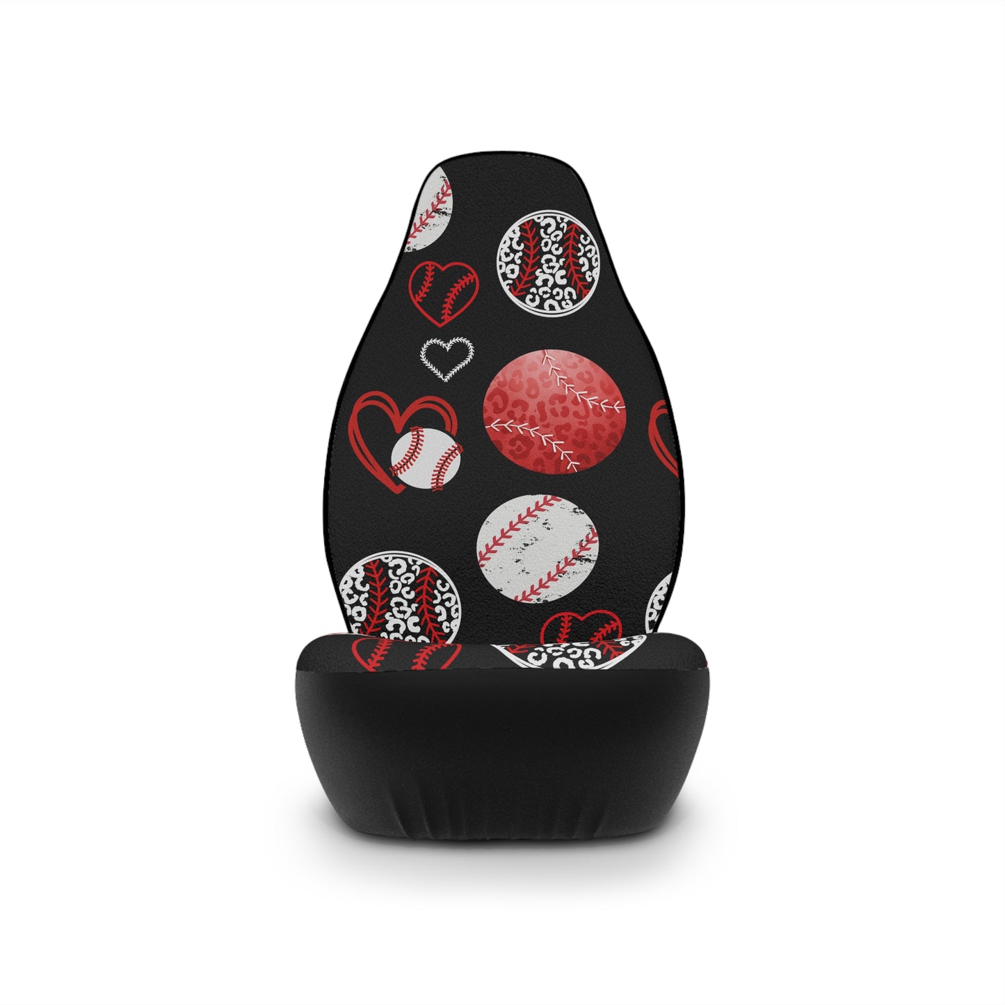 Red & Black Leopard Cheetah Baseball Love Car Seat Covers