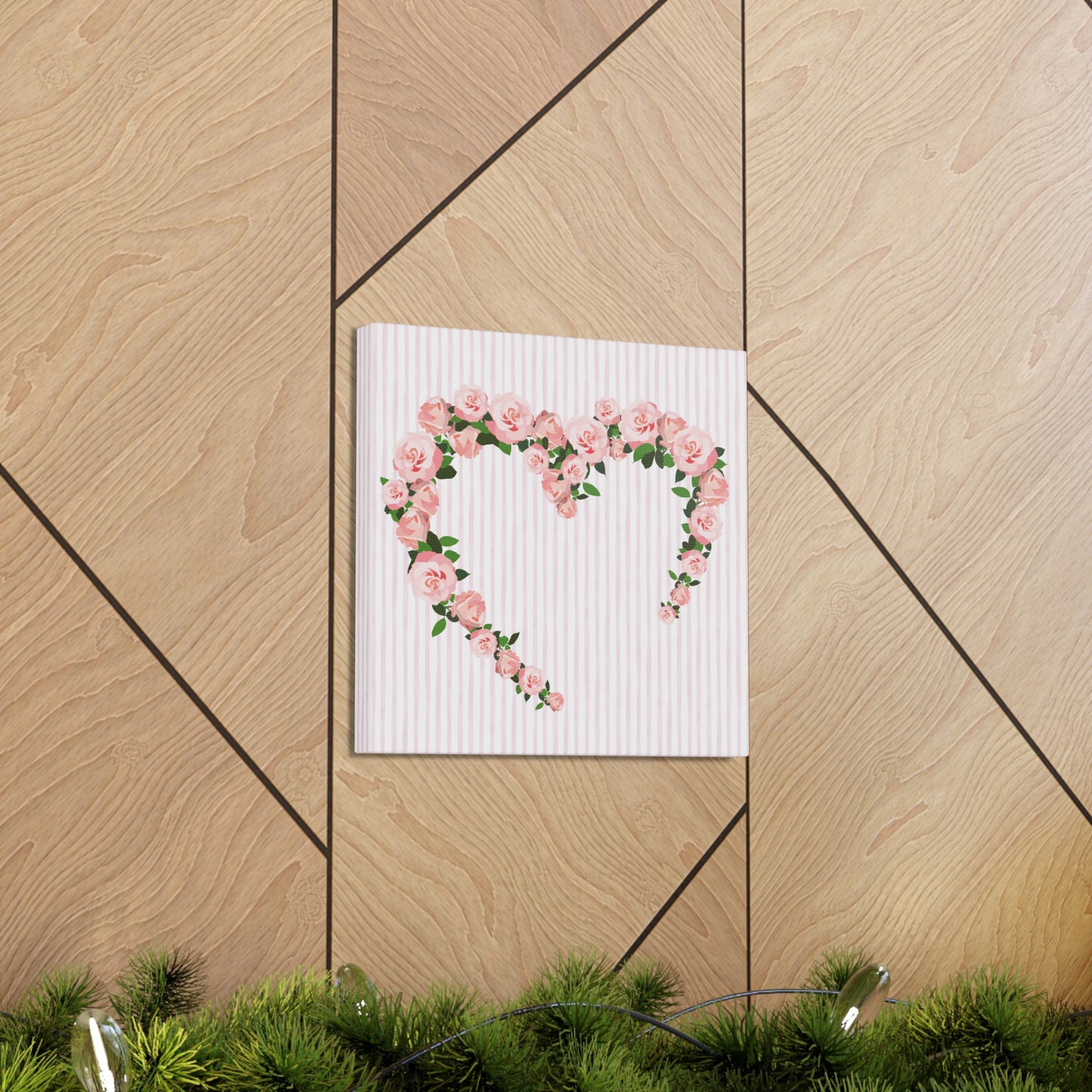 Pink & White Coquette Rose Heart Wrapped Gallery Canvas Art - Multiple Sizes