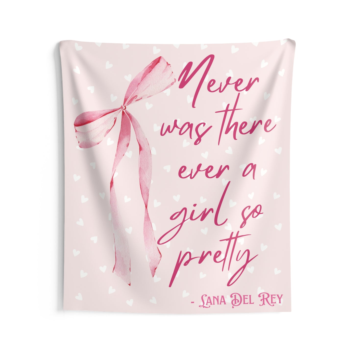 Pink Coquette Girl So Pretty Bow Indoor Wall Tapestry Multiple Sizes