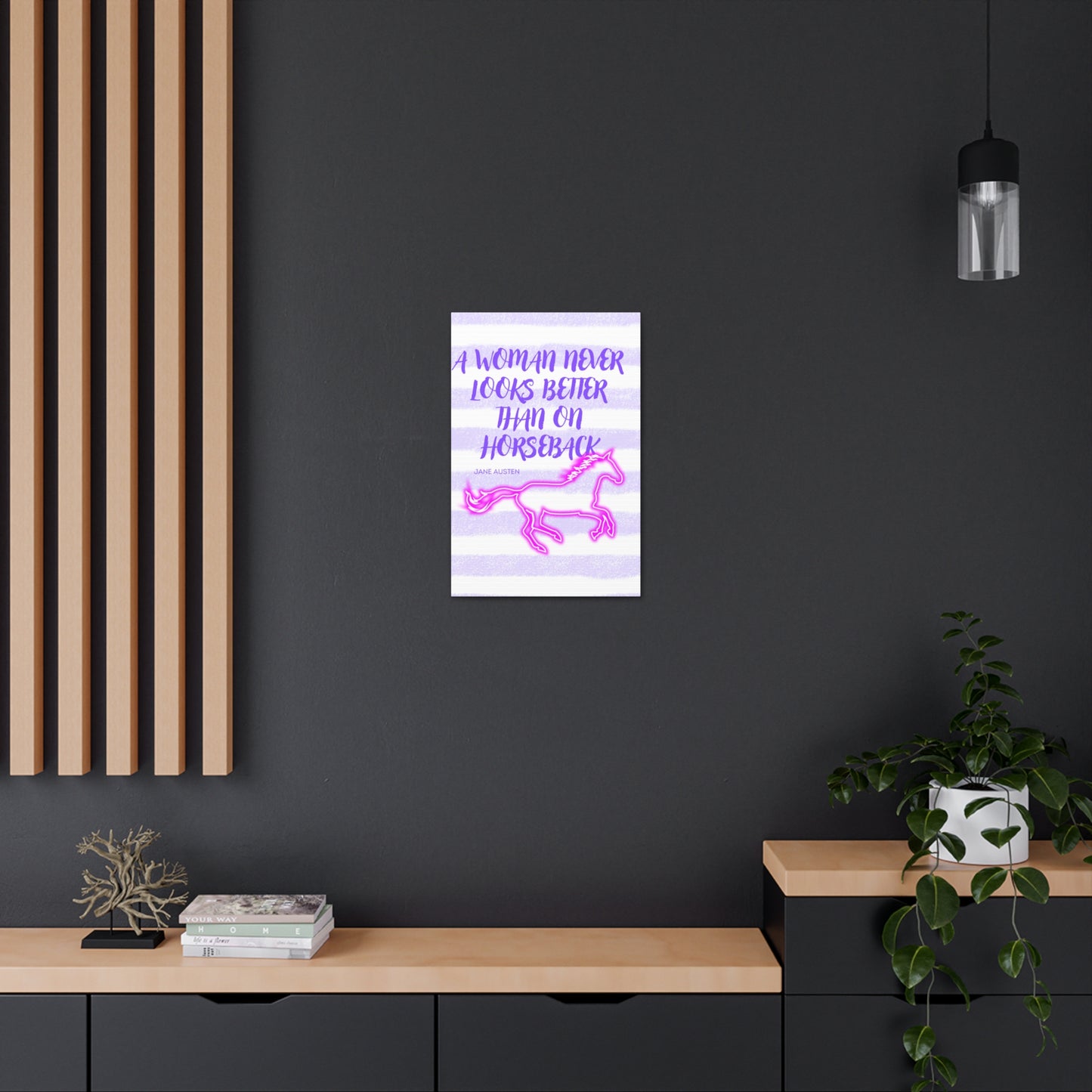 Purple Woman on Horseback Neon Horse Cowgirl Country Wrapped Canvas Art Multiple Sizes
