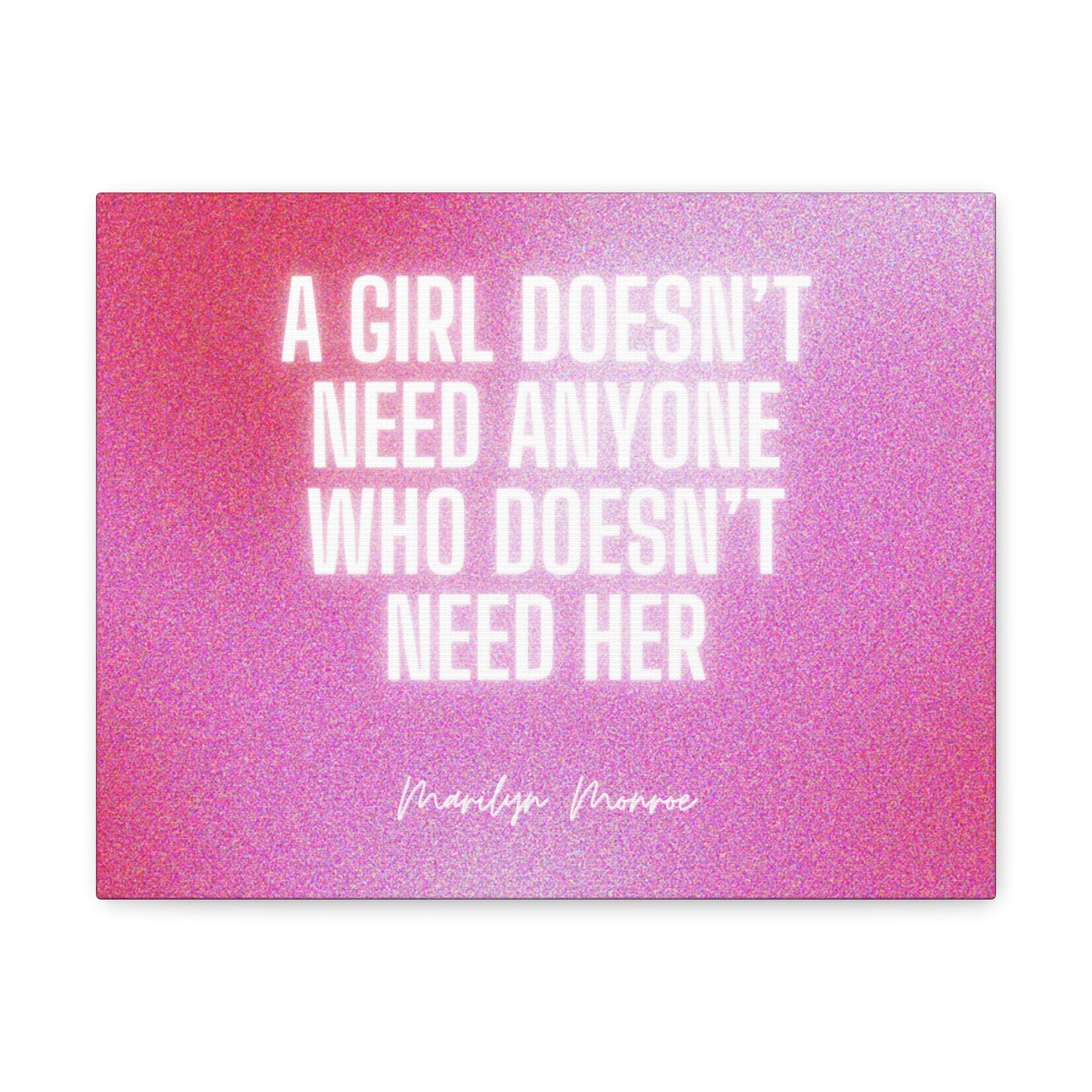 Glow White and Pink Marilyn Monroe Girl Wrapped Canvas Art Multiple Sizes