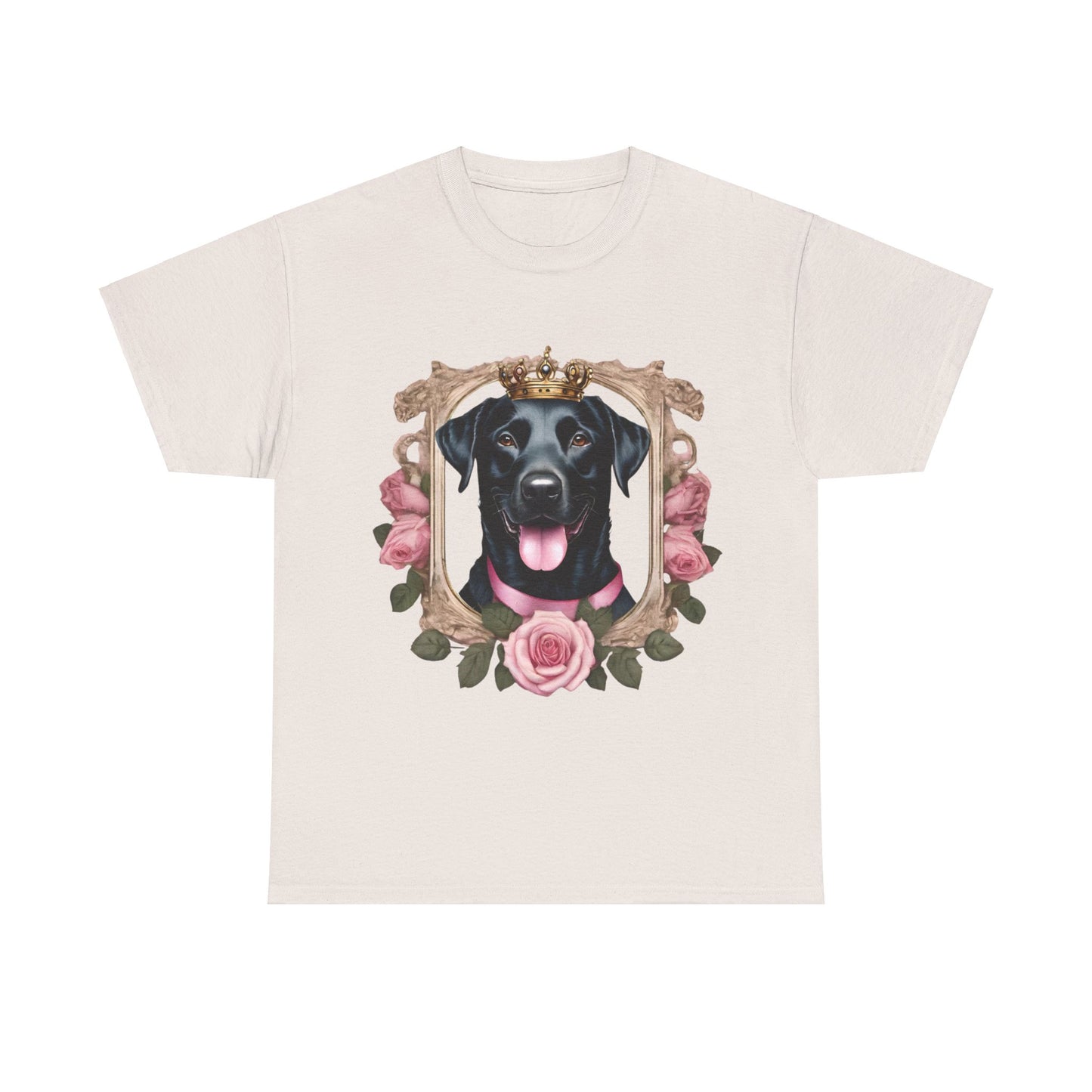 Coquette Pink Rose Smiling Black Labrador Prince Princess Puppy Dog Women's Plus Cotton Tee Size xl-5xl