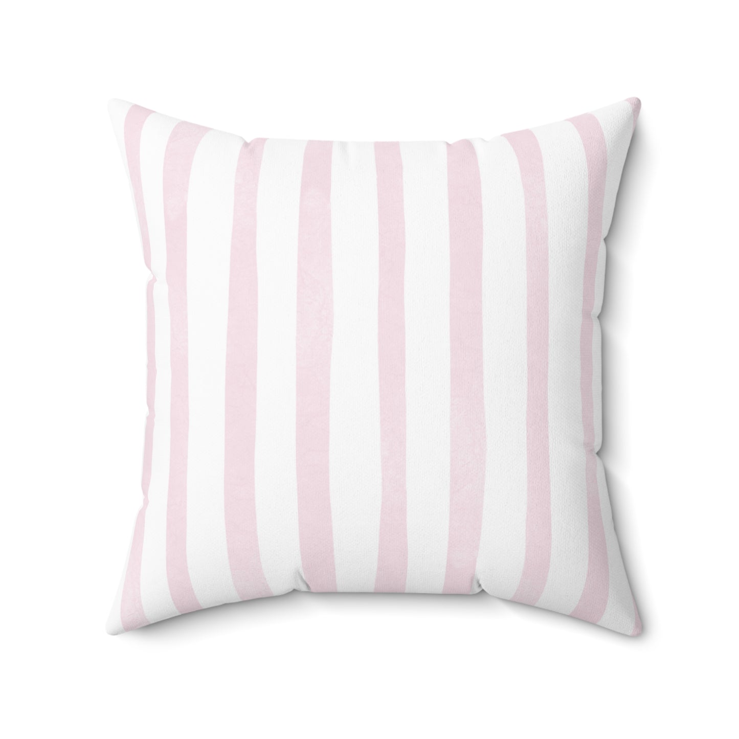 Pink & White Striped Coquette Personalized Initial or Monogram Heart with Bow Square Double-Sided Pillow - Multiple Sizes