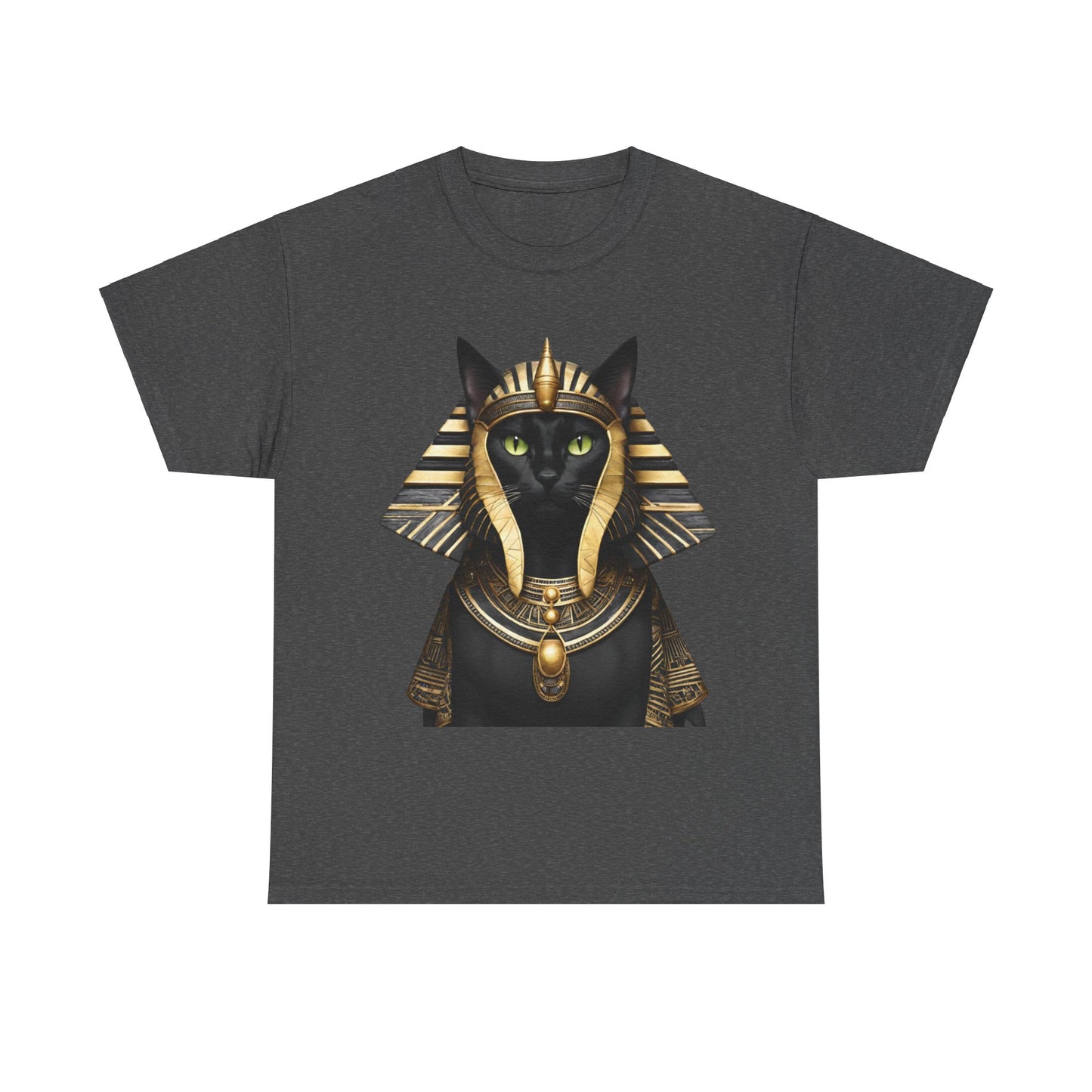 Black & Gold Egyptian Princess Pharaoh Kitty Cat Women's Plus Cotton Short Sleeved Tee Size xl-5xl