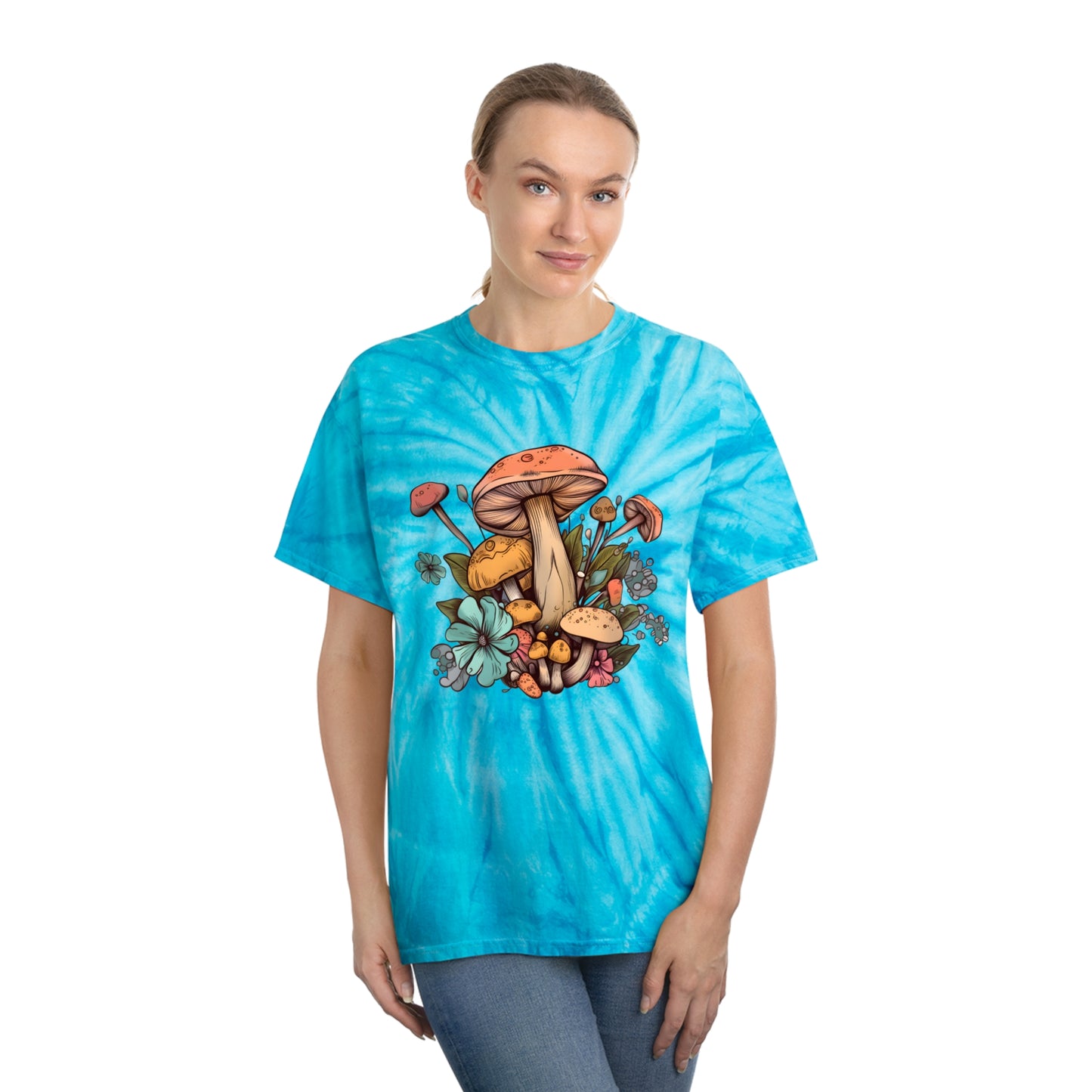 Mushrooms Tie-Dye Festival Women's Plus Tee Sizes xl-2xl