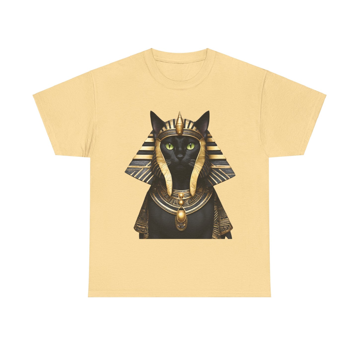 Black & Gold Egyptian Princess Pharaoh Kitty Cat Women's Plus Cotton Short Sleeved Tee Size xl-5xl