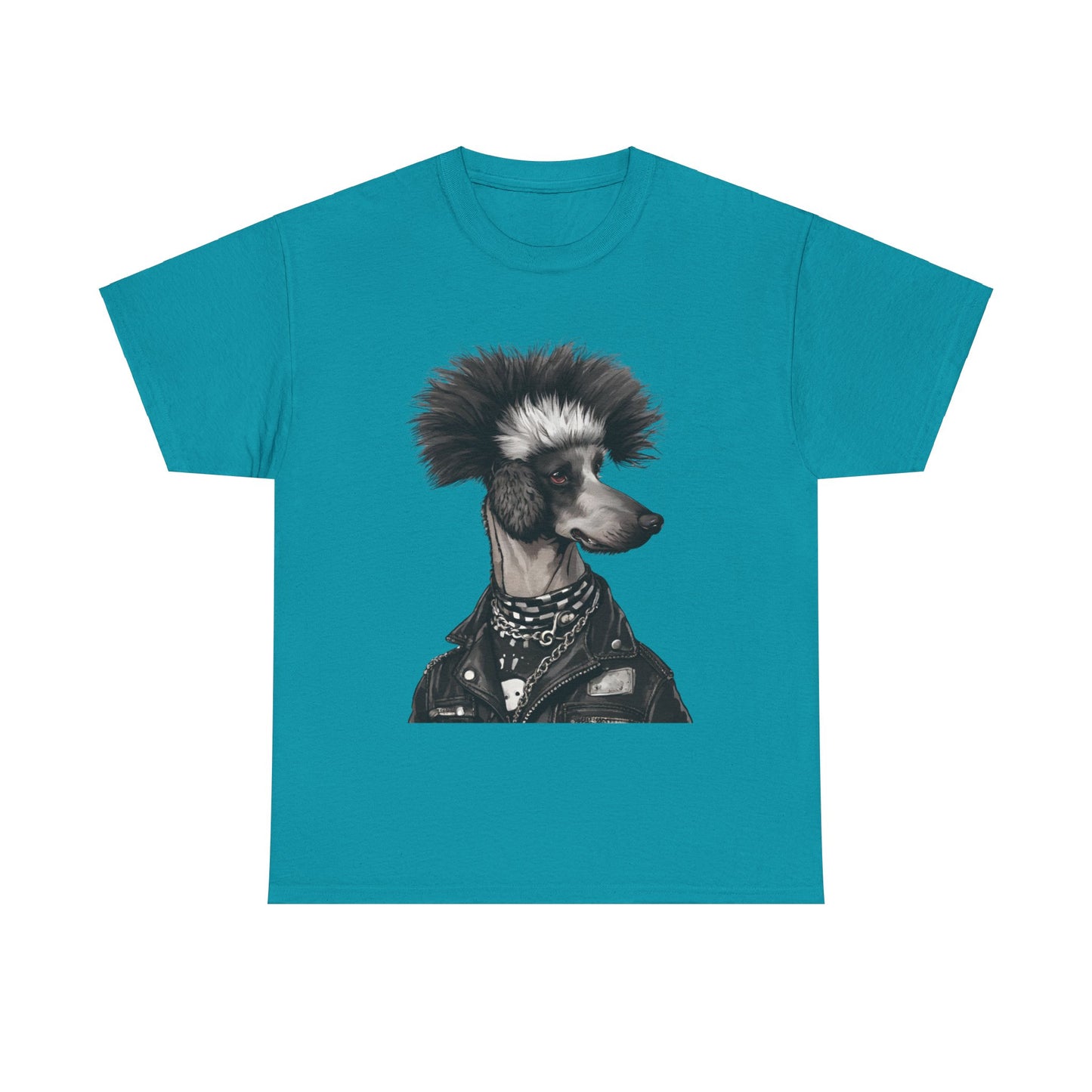 Black & White Punk Rock Poodle Puppy Dog Women's Plus Cotton Tee Size xl-5xl