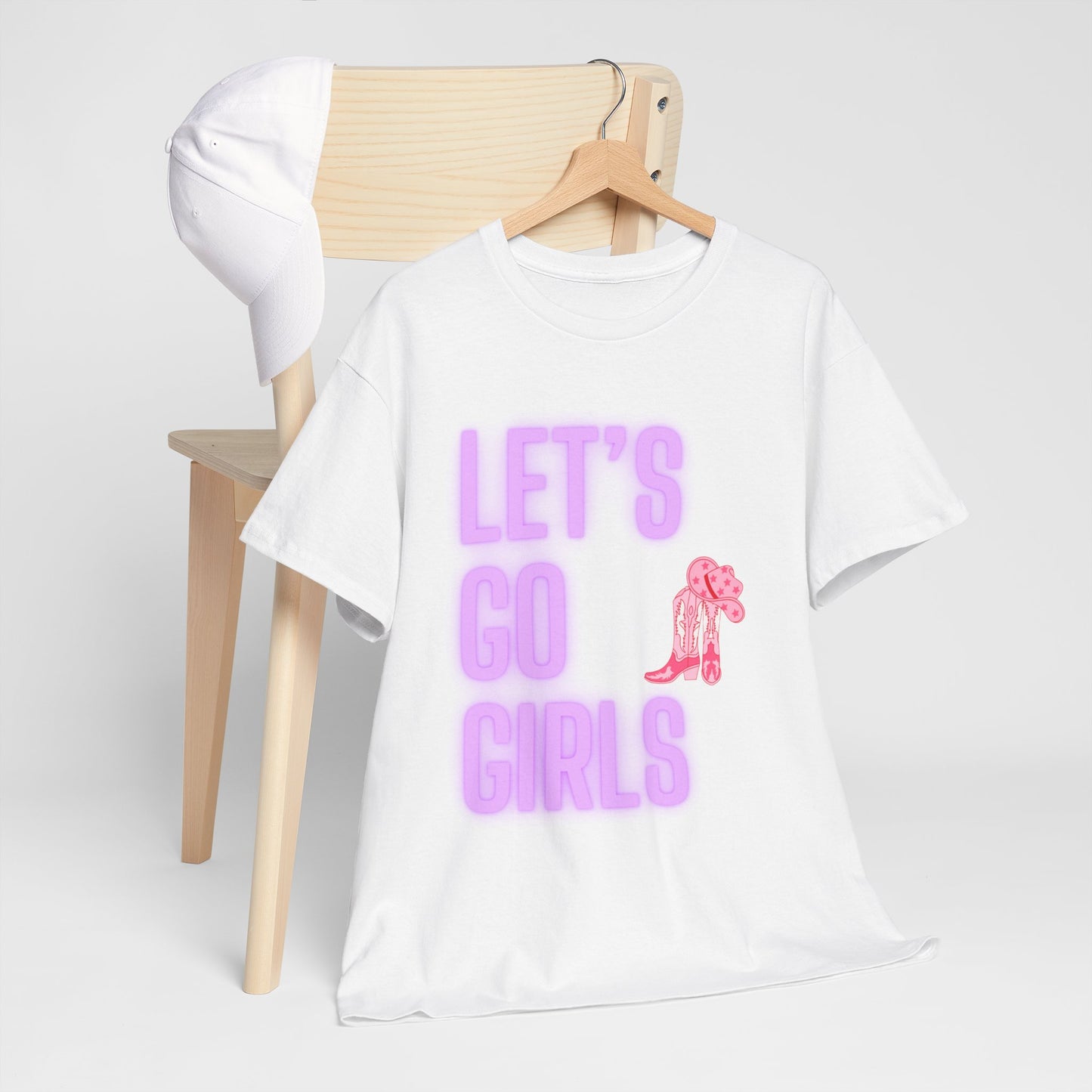 Let's Go Girls Glow Cowgirl Women's Plus Heavy Cotton Tee Size xl-5xl
