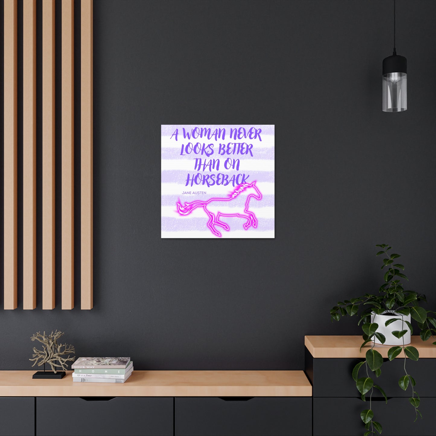 Purple Woman on Horseback Neon Horse Cowgirl Country Wrapped Canvas Art Multiple Sizes