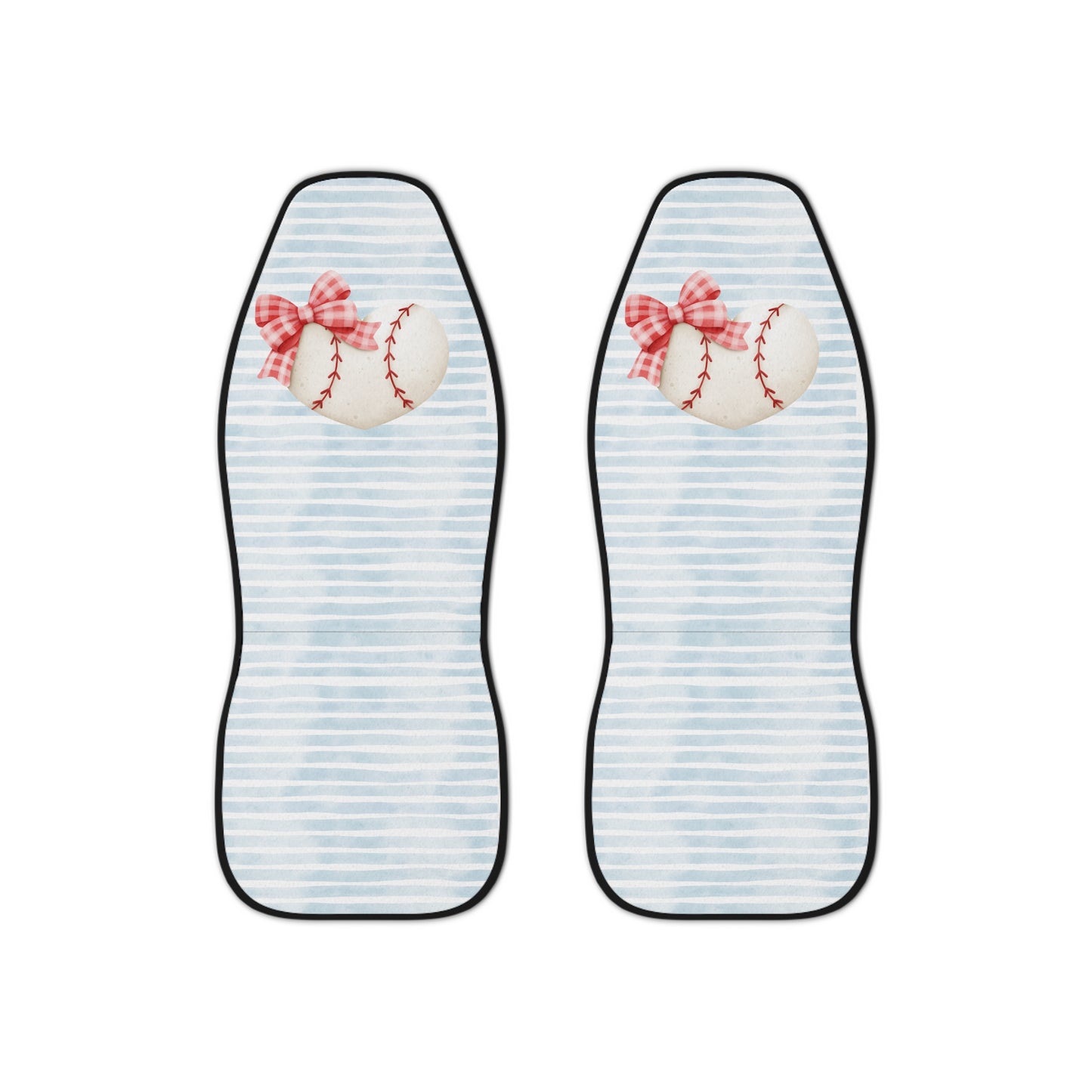 Baseball Bow Love Blue Striped Car Seat Covers