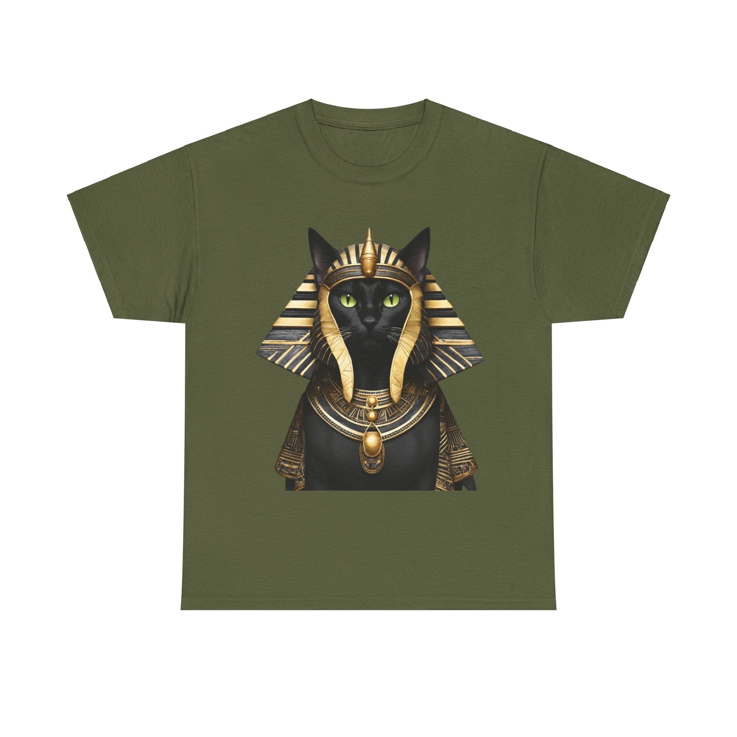 Black & Gold Egyptian Princess Pharaoh Kitty Cat Women's Plus Cotton Short Sleeved Tee Size xl-5xl