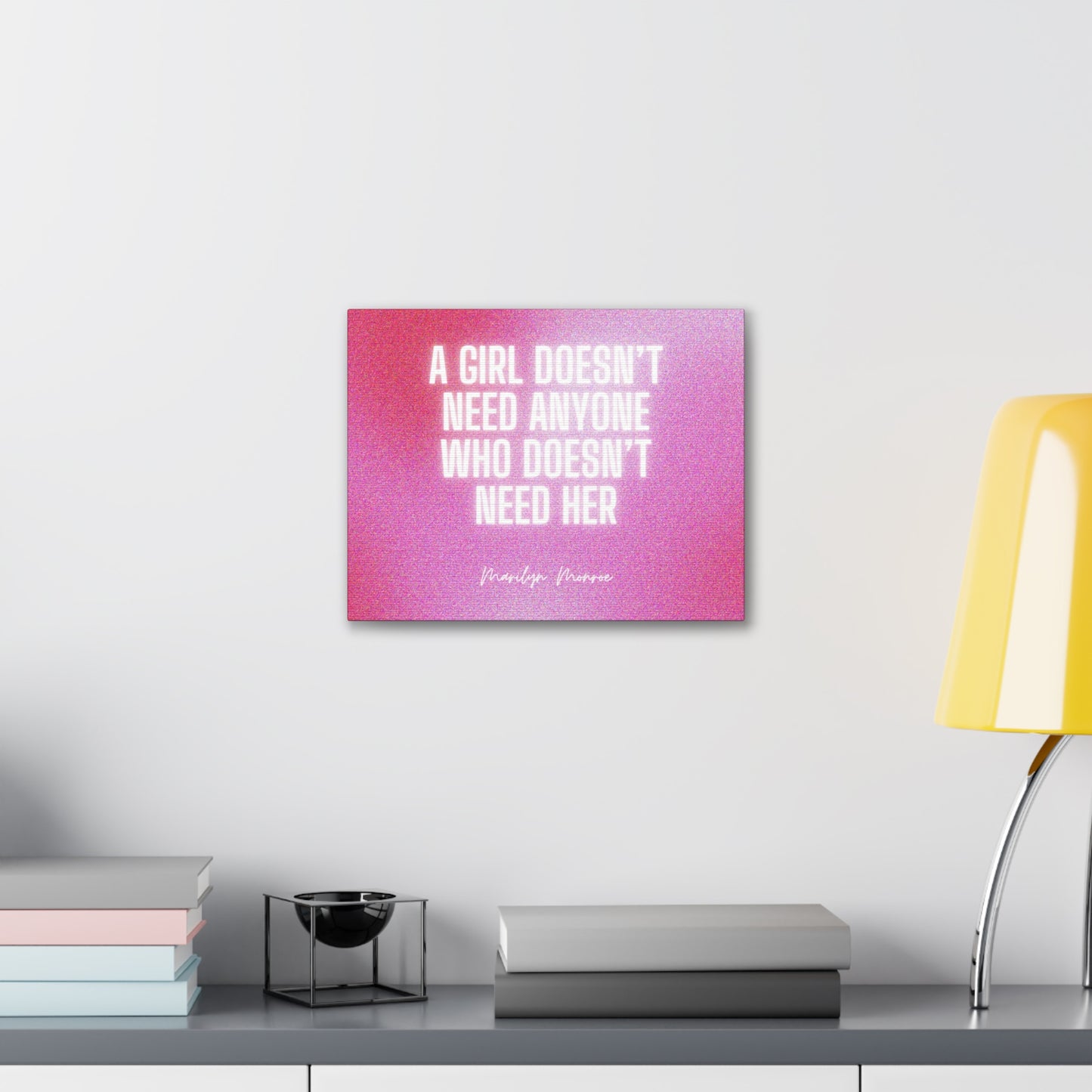 Glow White and Pink Marilyn Monroe Girl Wrapped Canvas Art Multiple Sizes