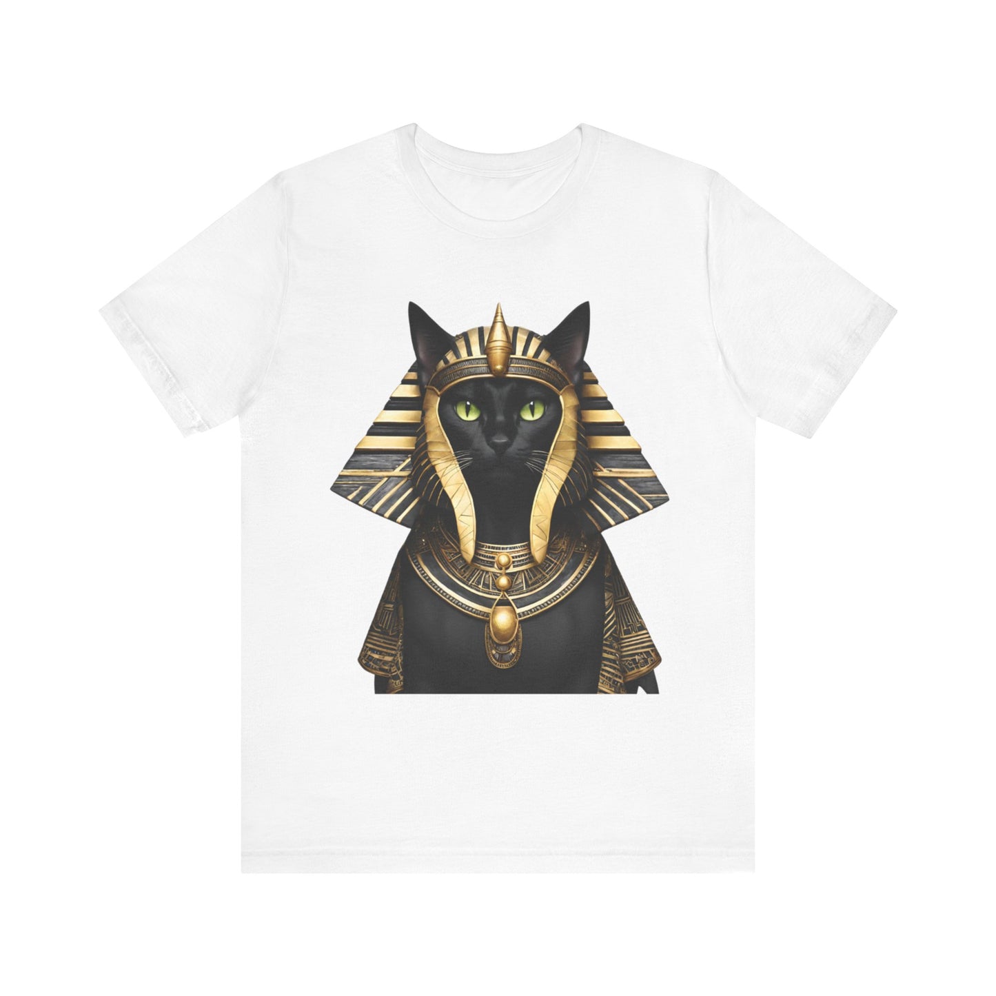 Black & Gold Egyptian Princess Pharaoh Kitty Cat Women's Jersey Short Sleeved Tee Size S-2xl