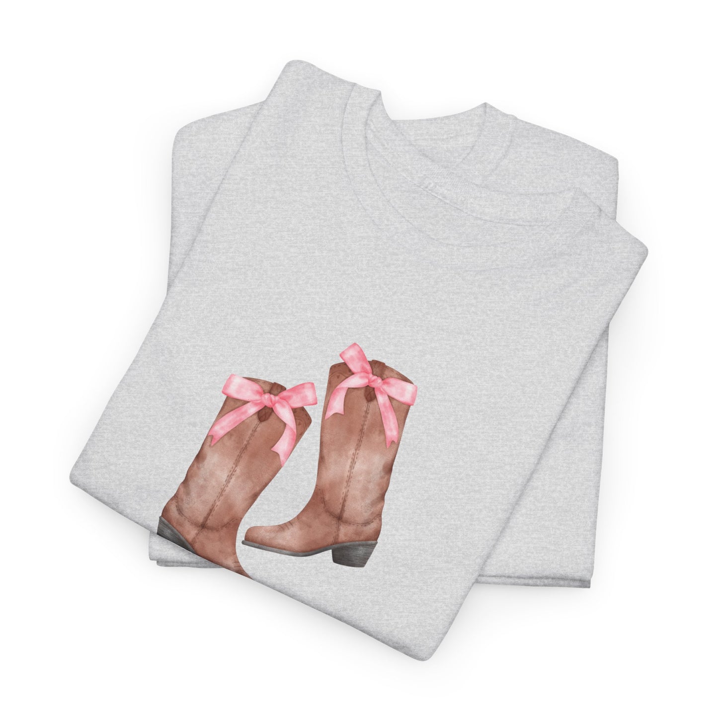 Pink Cowgirl Bow & Boots Women's Plus Short Sleeved Cotton Tee Size xl-5xl
