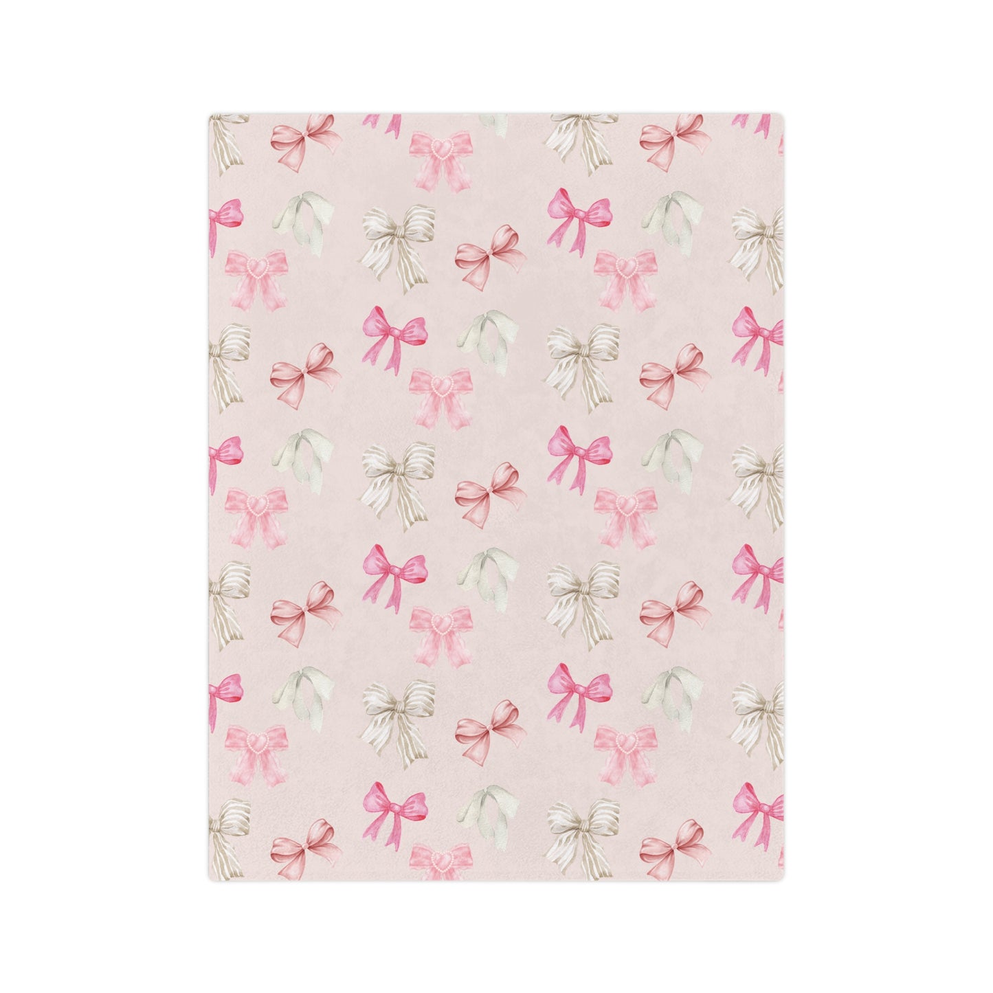 Coquette Pink & White Bow Microfiber Cozy Soft Blanket Multiple Sizes