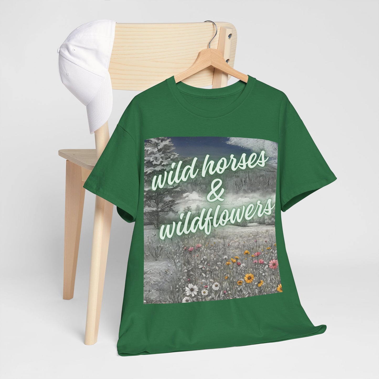 Wild Horses & Wildflowers Country Cowgirl Women's Plus Short Sleeved Cotton Tee Size xl-5xl
