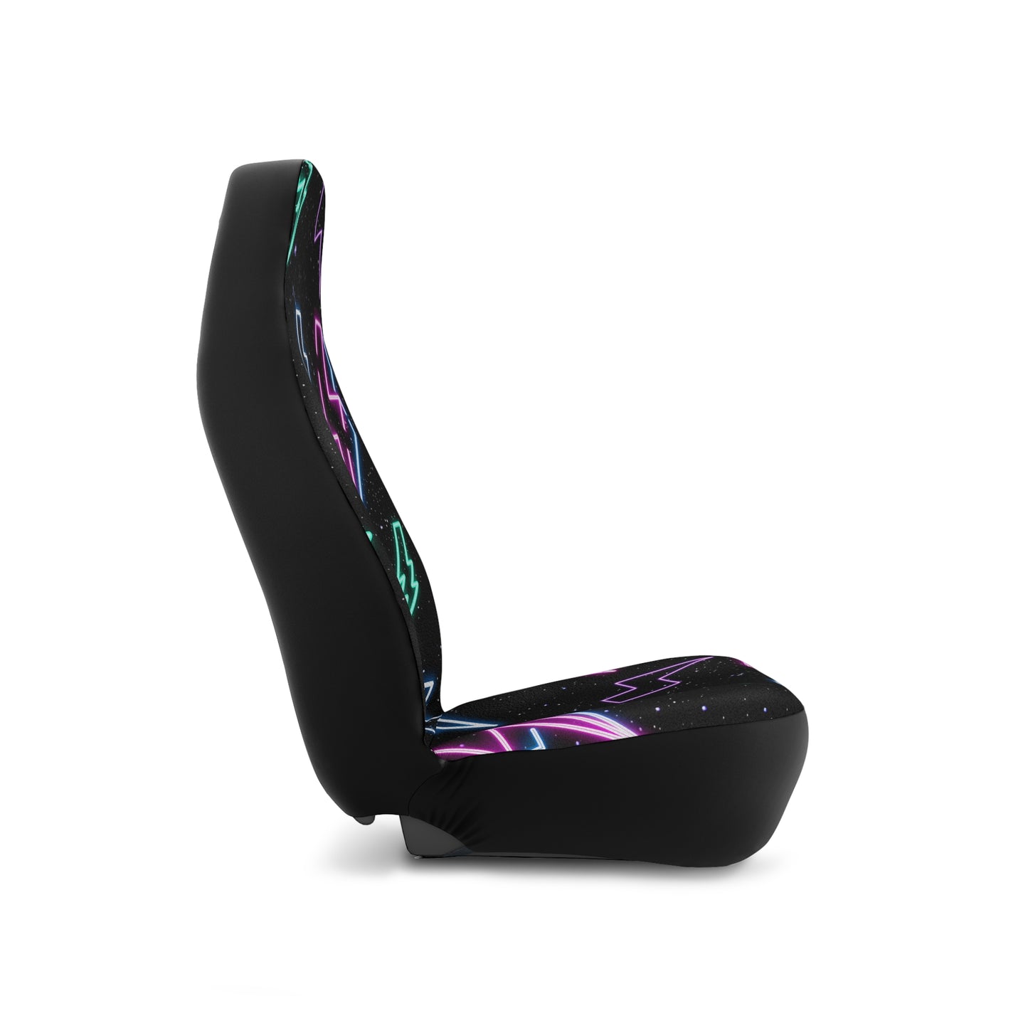 Neon Glow Lightning Bolts Black Star Background Space Car Seat Covers