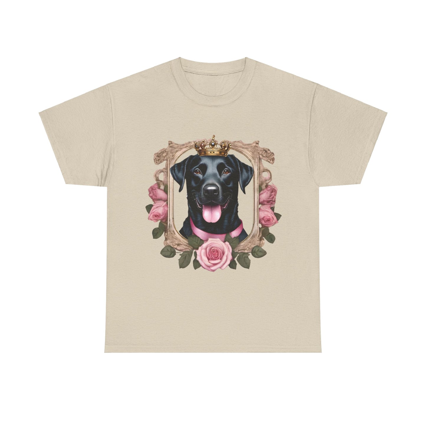 Coquette Pink Rose Smiling Black Labrador Prince Princess Puppy Dog Women's Plus Cotton Tee Size xl-5xl