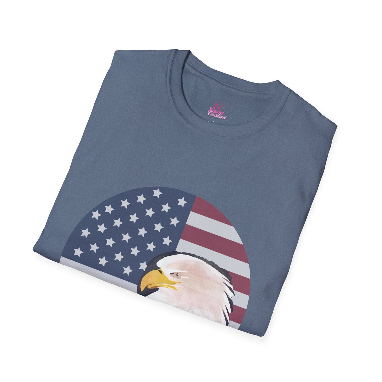 Red, White & Blue Eagle and Flag Antique 4th Softstyle Plus Short Sleeve T-Shirt Multiple Sizes xl-5xl