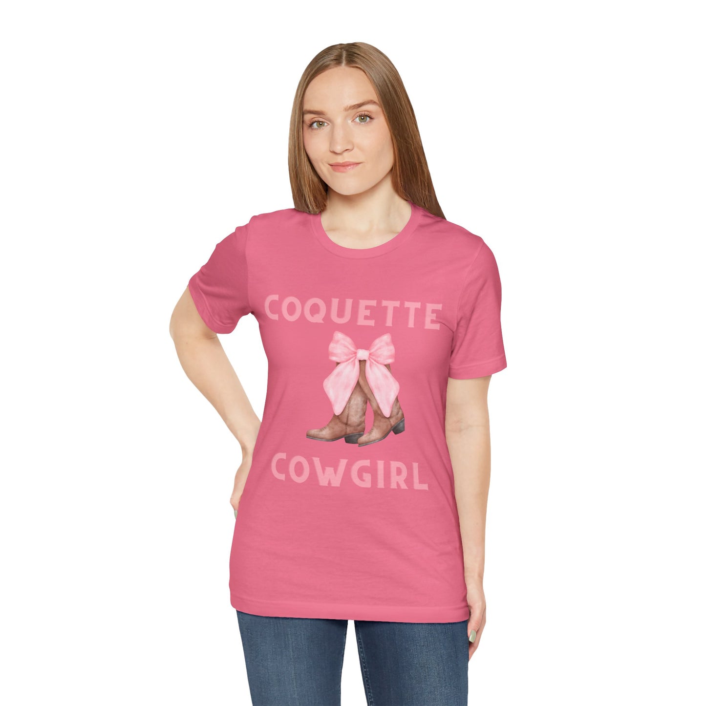 Coquette Cowgirl Bow & Boots Women's Jersey Short Sleeved Tee Size S-2xl