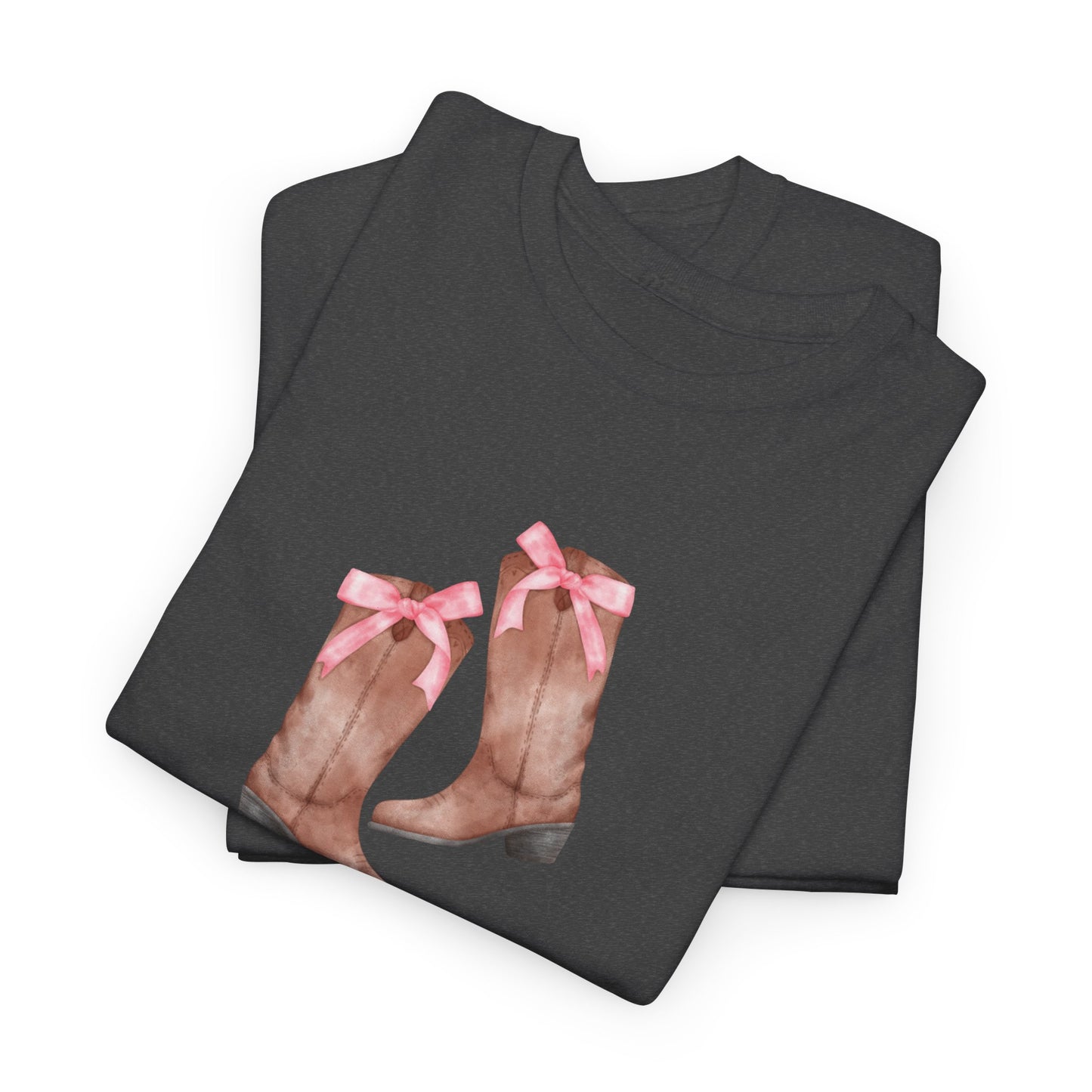 Pink Cowgirl Bow & Boots Women's Plus Short Sleeved Cotton Tee Size xl-5xl