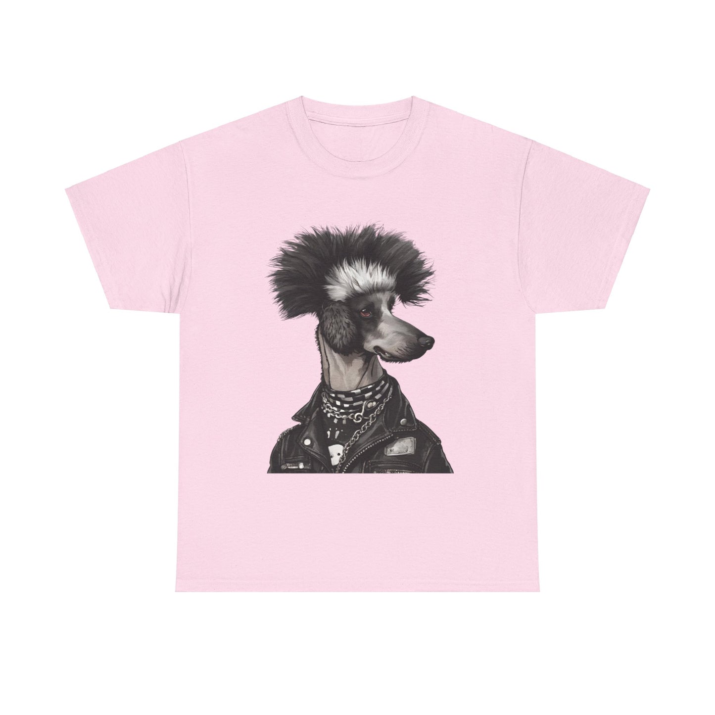 Black & White Punk Rock Poodle Puppy Dog Women's Plus Cotton Tee Size xl-5xl