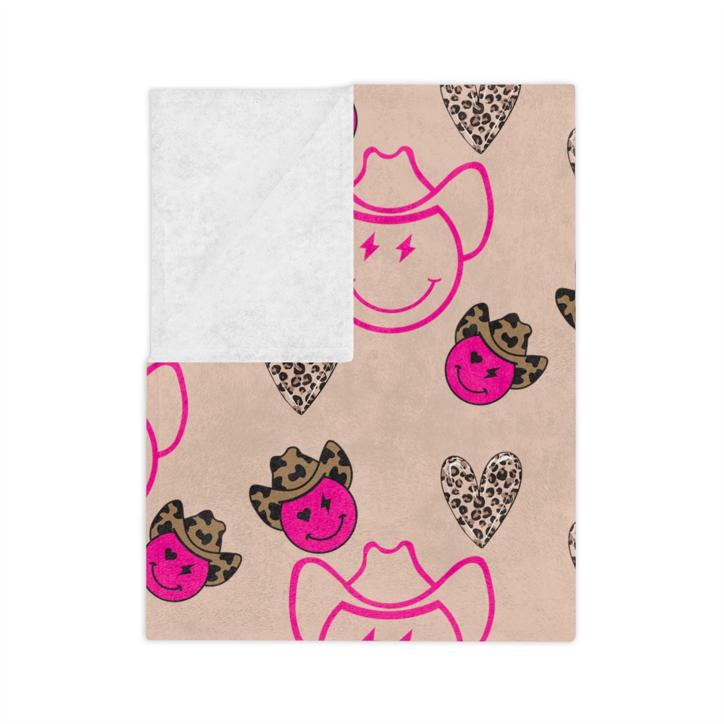 Pink & Leopard Cowgirl Love Pattern Velvet Microfiber Blanket