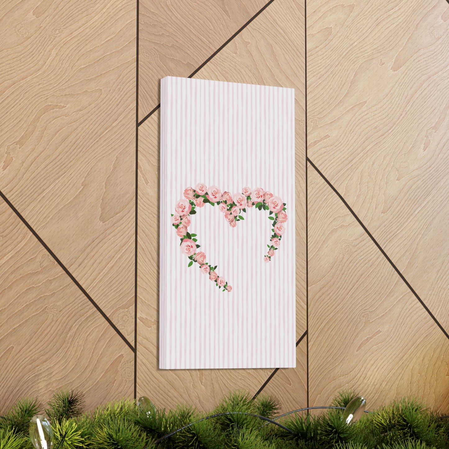 Pink & White Coquette Rose Heart Wrapped Gallery Canvas Art - Multiple Sizes