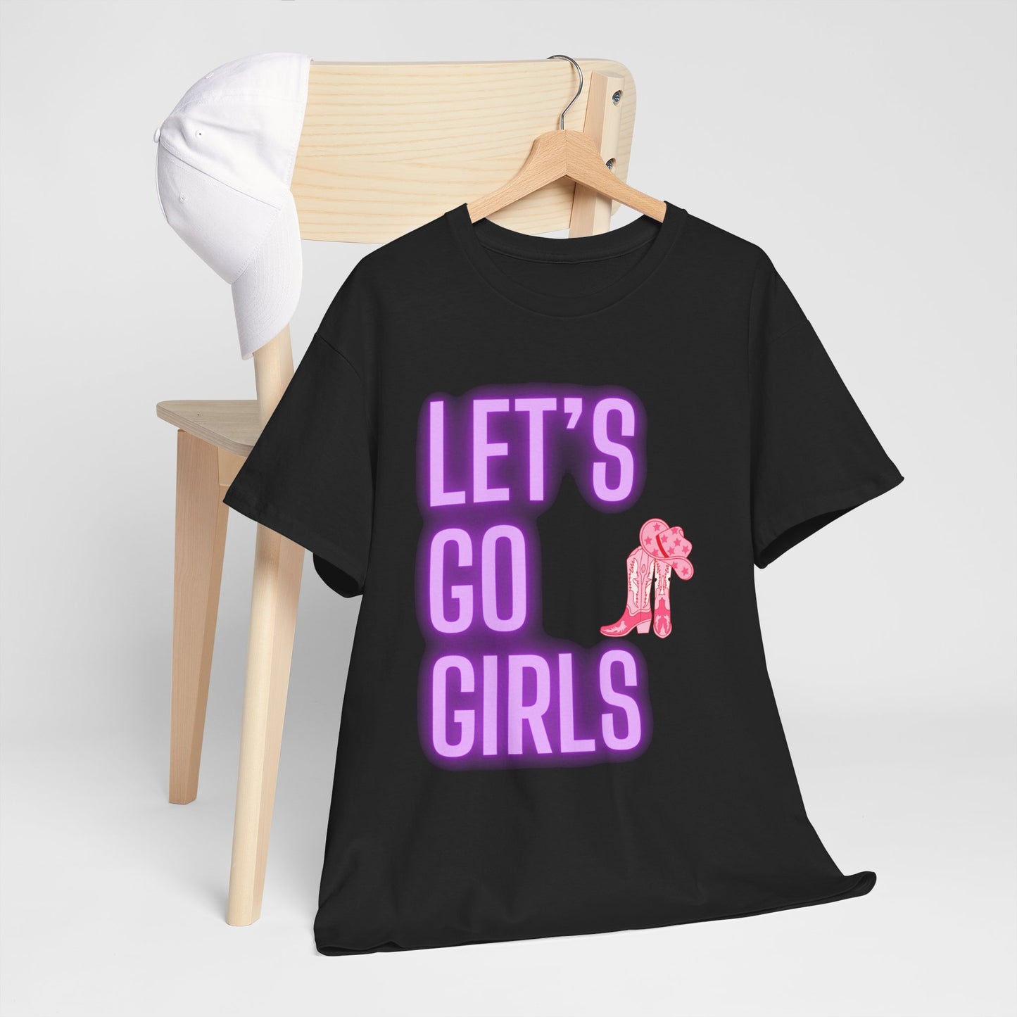 Let's Go Girls Glow Cowgirl Women's Plus Heavy Cotton Tee Size xl-5xl
