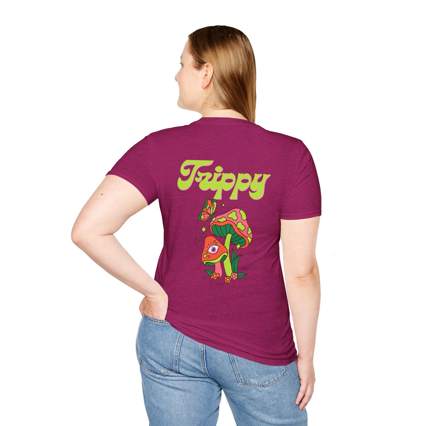 Trippy Mushrooms Double Sided Women's Plus Softstyle Tee Sizes xl-5xl
