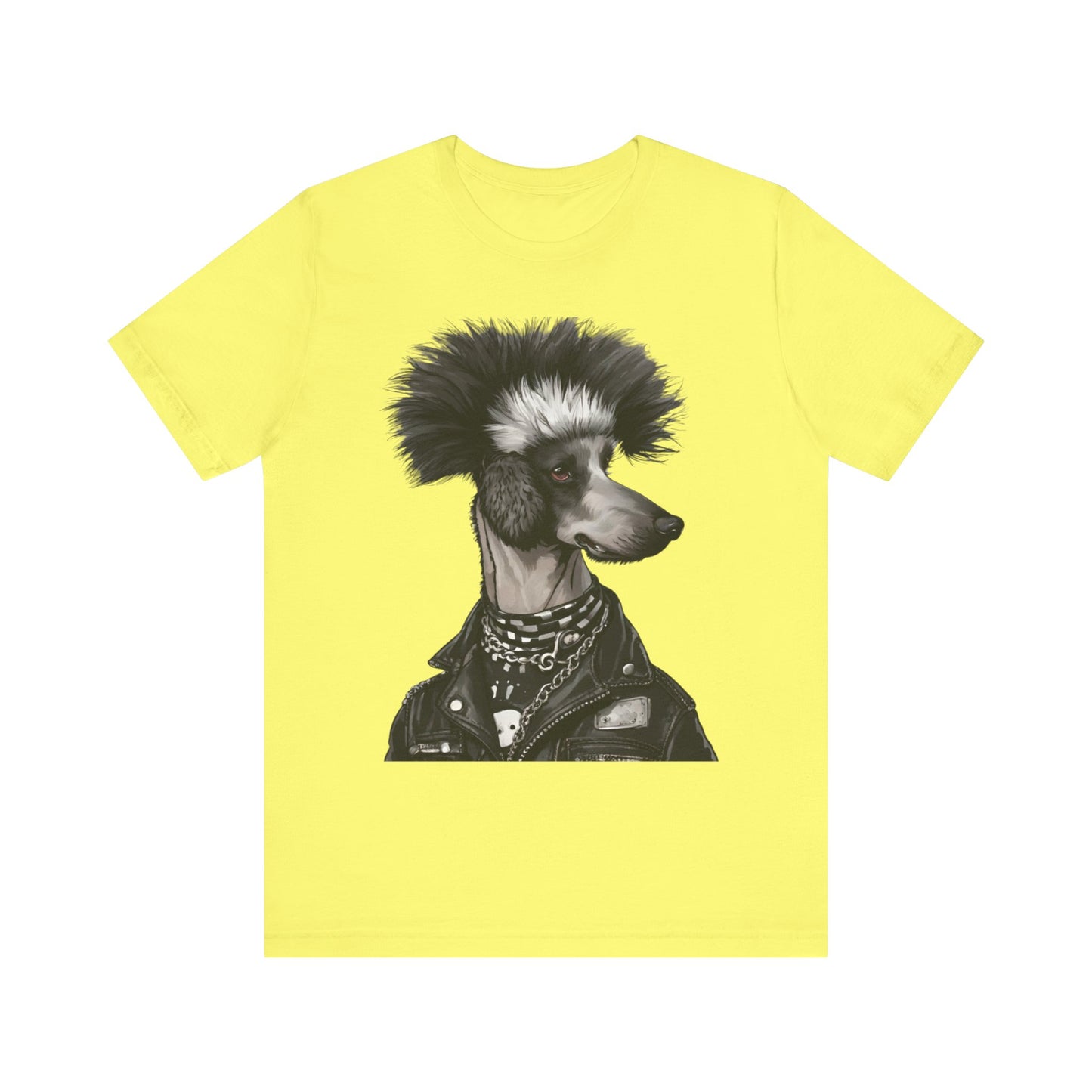 Black & White Punk Rock Poodle Puppy Dog Women's Jersey Short Sleeve Tee Size s-2xl