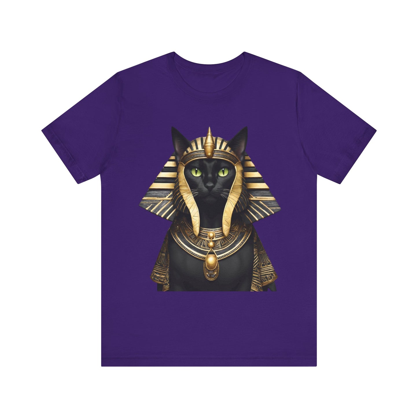 Black & Gold Egyptian Princess Pharaoh Kitty Cat Women's Jersey Short Sleeved Tee Size S-2xl