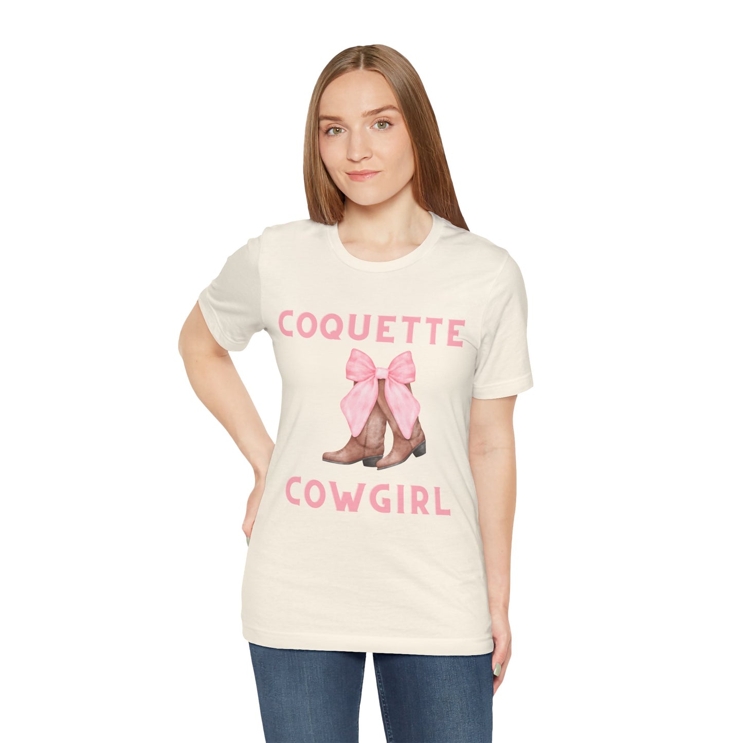 Coquette Cowgirl Bow & Boots Women's Jersey Short Sleeved Tee Size S-2xl