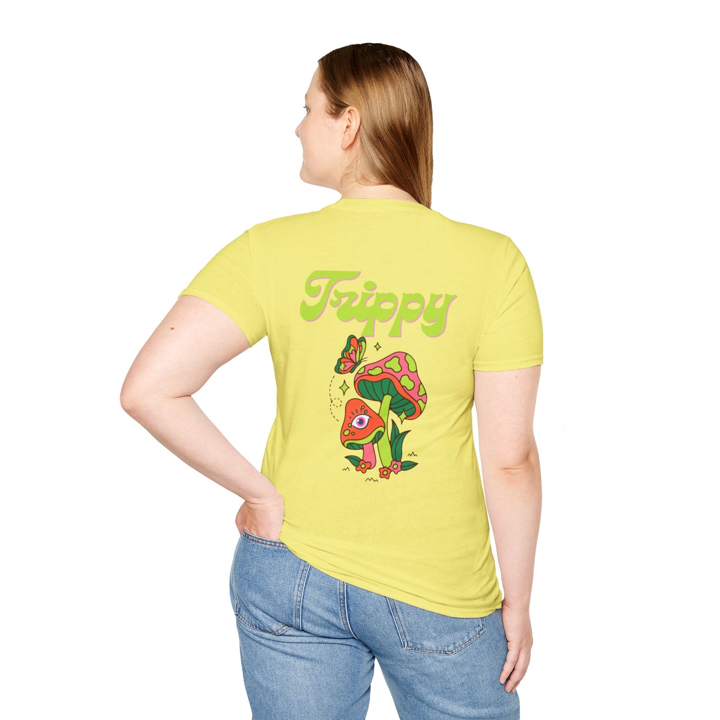 Trippy Mushrooms Double Sided Women's Plus Softstyle Tee Sizes xl-5xl