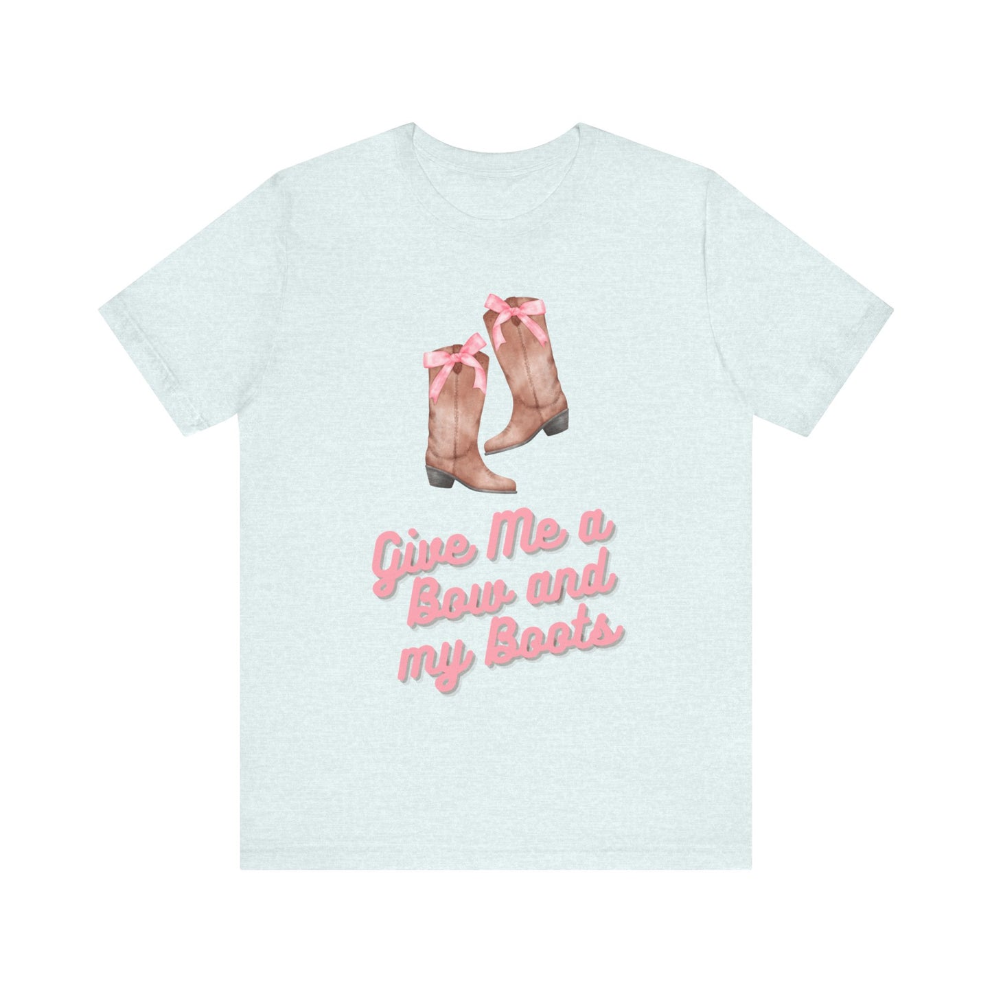 Pink Cowgirl Bow & Boots Women's Jersey Short Sleeved Tee Size S-2xl