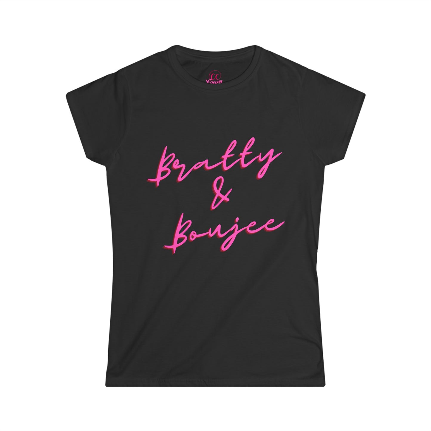 Bratty & Boujee Pink Script Women's Softstyle Tee Sizes S-2xl