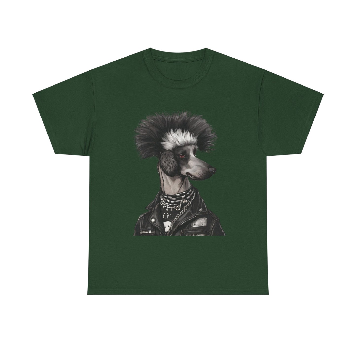 Black & White Punk Rock Poodle Puppy Dog Women's Plus Cotton Tee Size xl-5xl