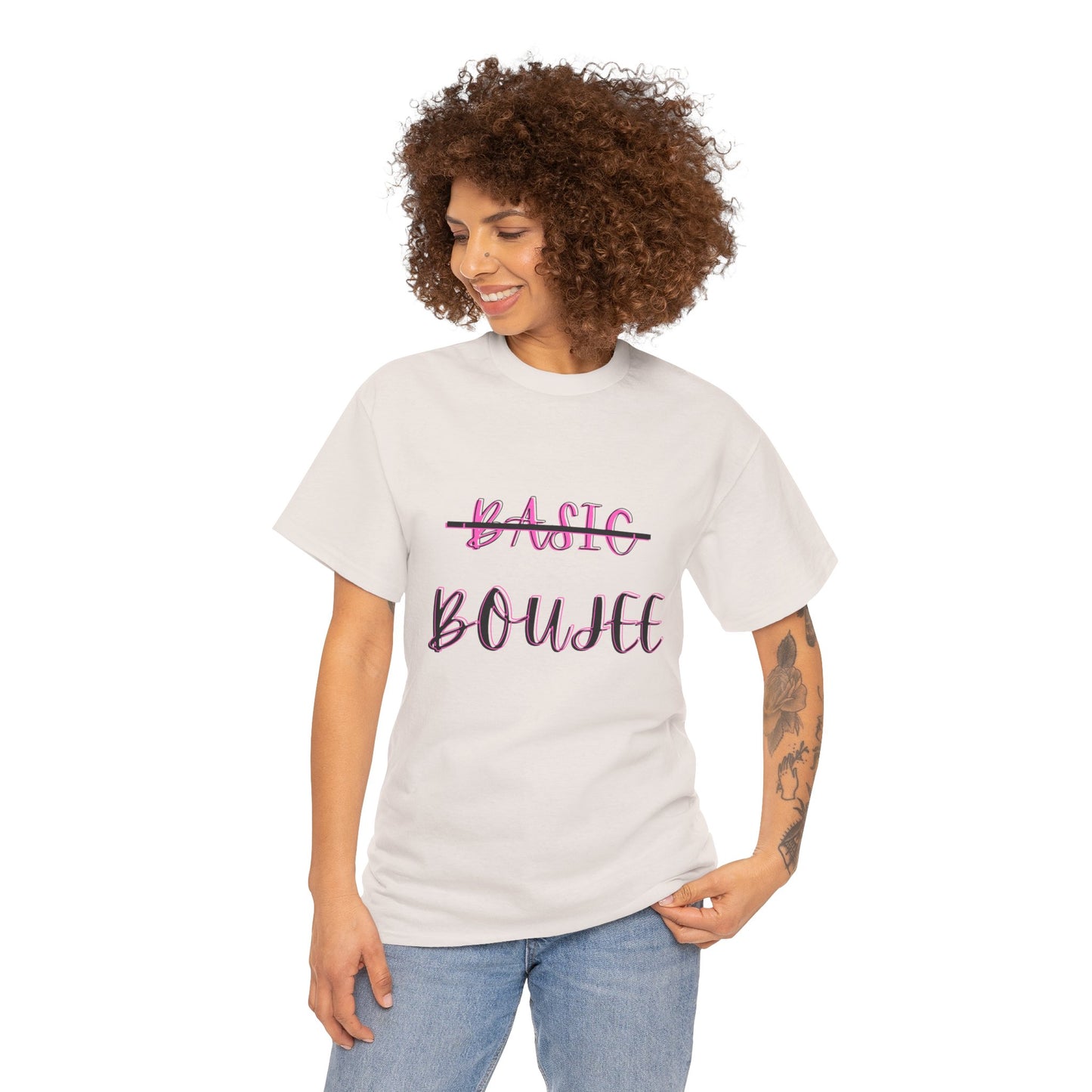 Pink Boujee Not Basic Women's Plus Heavy Cotton Tee Size xl-5xl