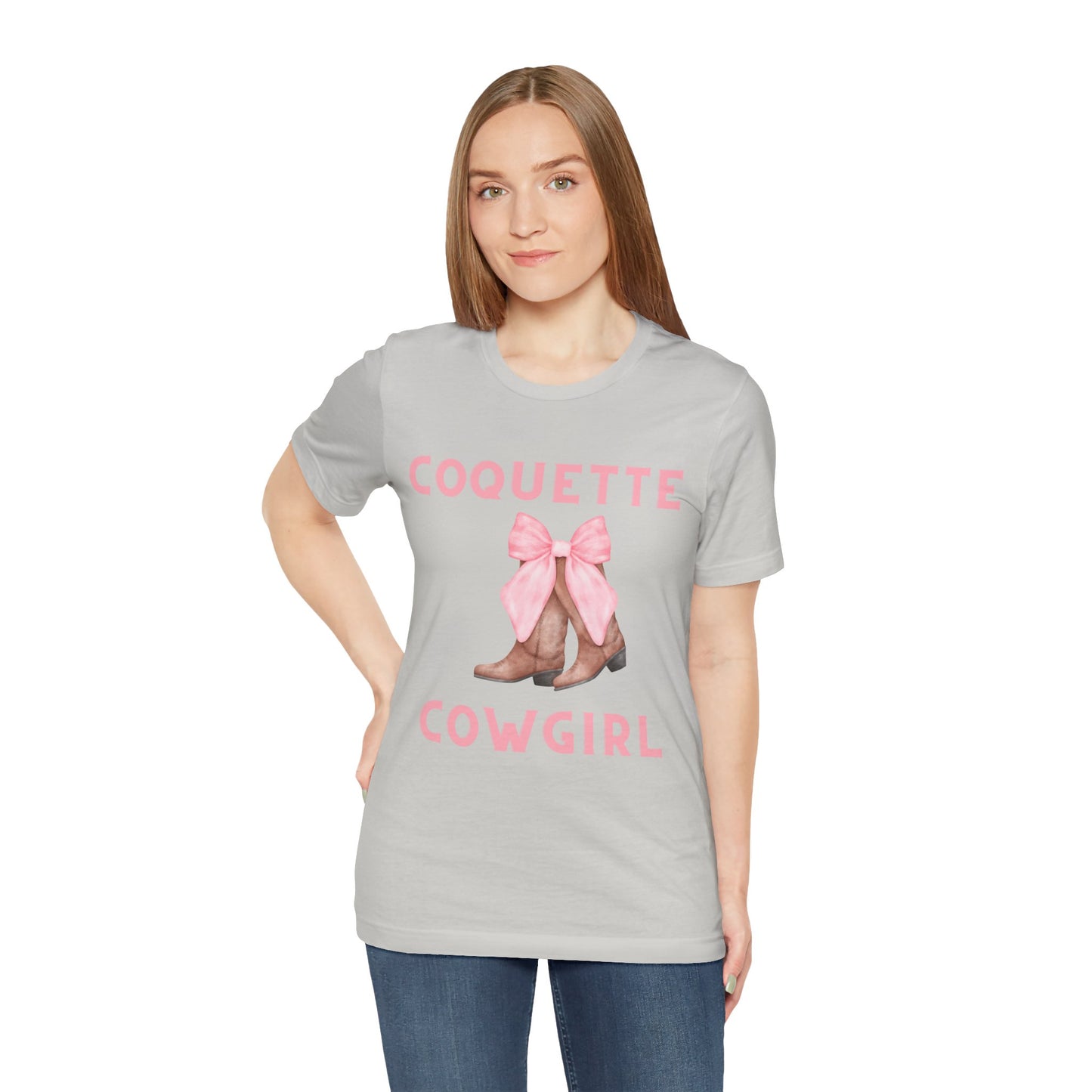Coquette Cowgirl Bow & Boots Women's Jersey Short Sleeved Tee Size S-2xl