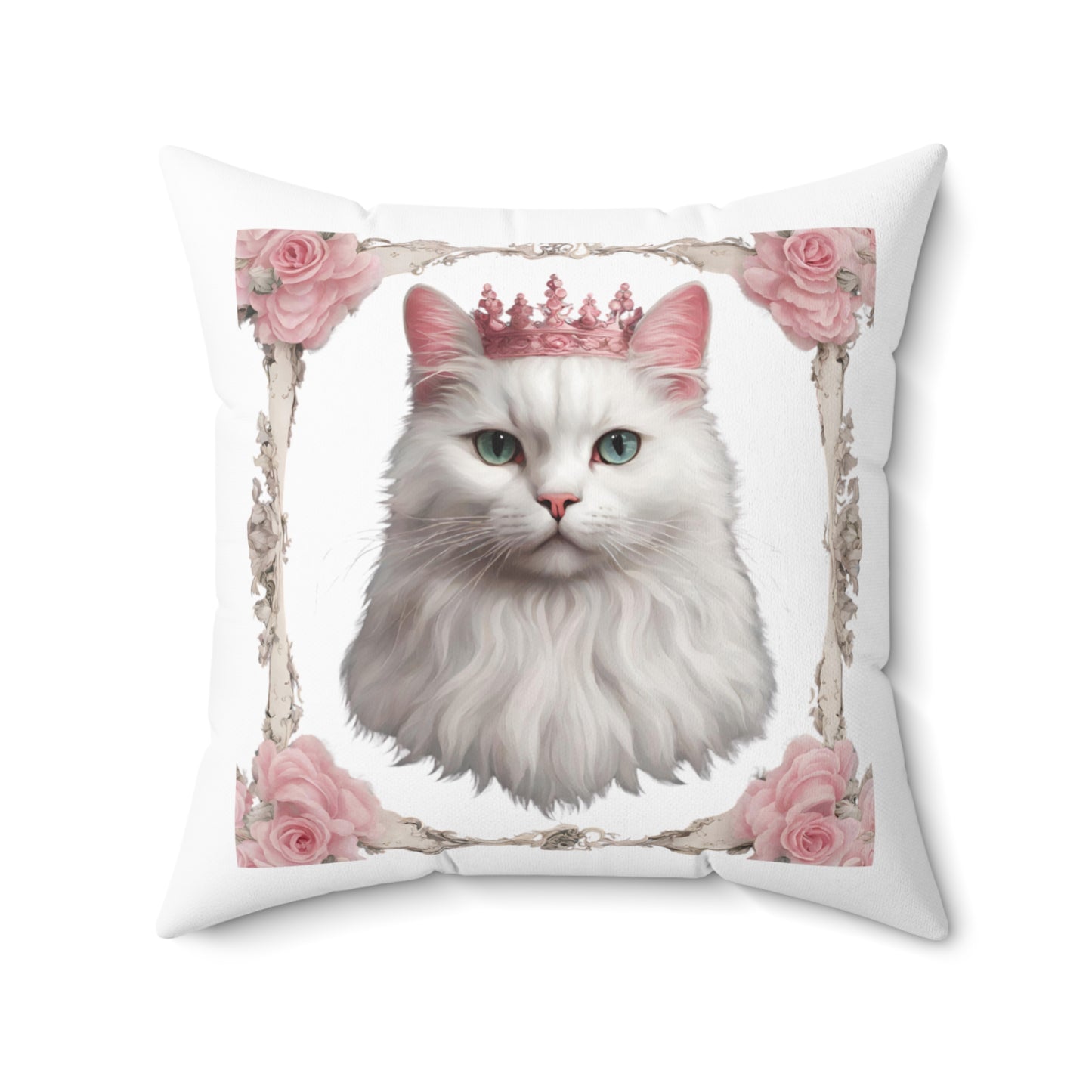 Coquette Kitty Cat Pink Rose Princess Double Sided Square Pillow Multiple Sizes