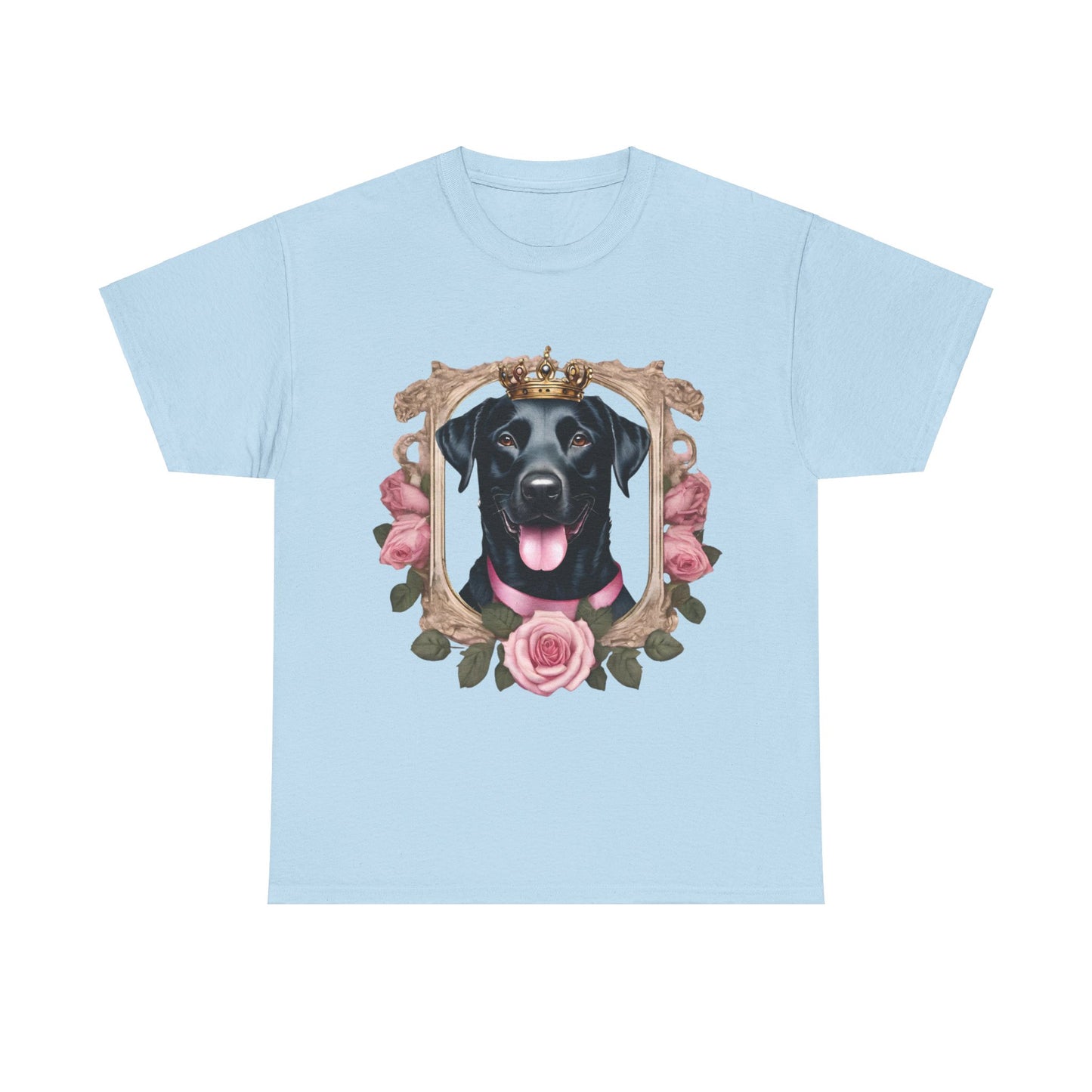 Coquette Pink Rose Smiling Black Labrador Prince Princess Puppy Dog Women's Plus Cotton Tee Size xl-5xl