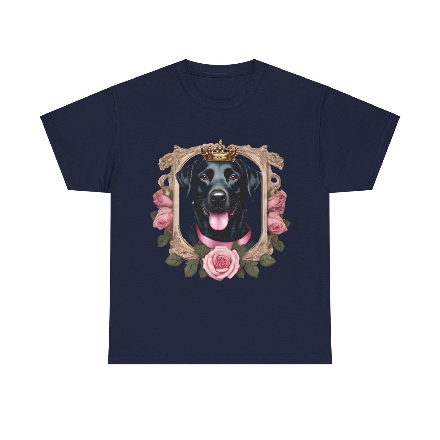 Coquette Pink Rose Smiling Black Labrador Prince Princess Puppy Dog Women's Plus Cotton Tee Size xl-5xl