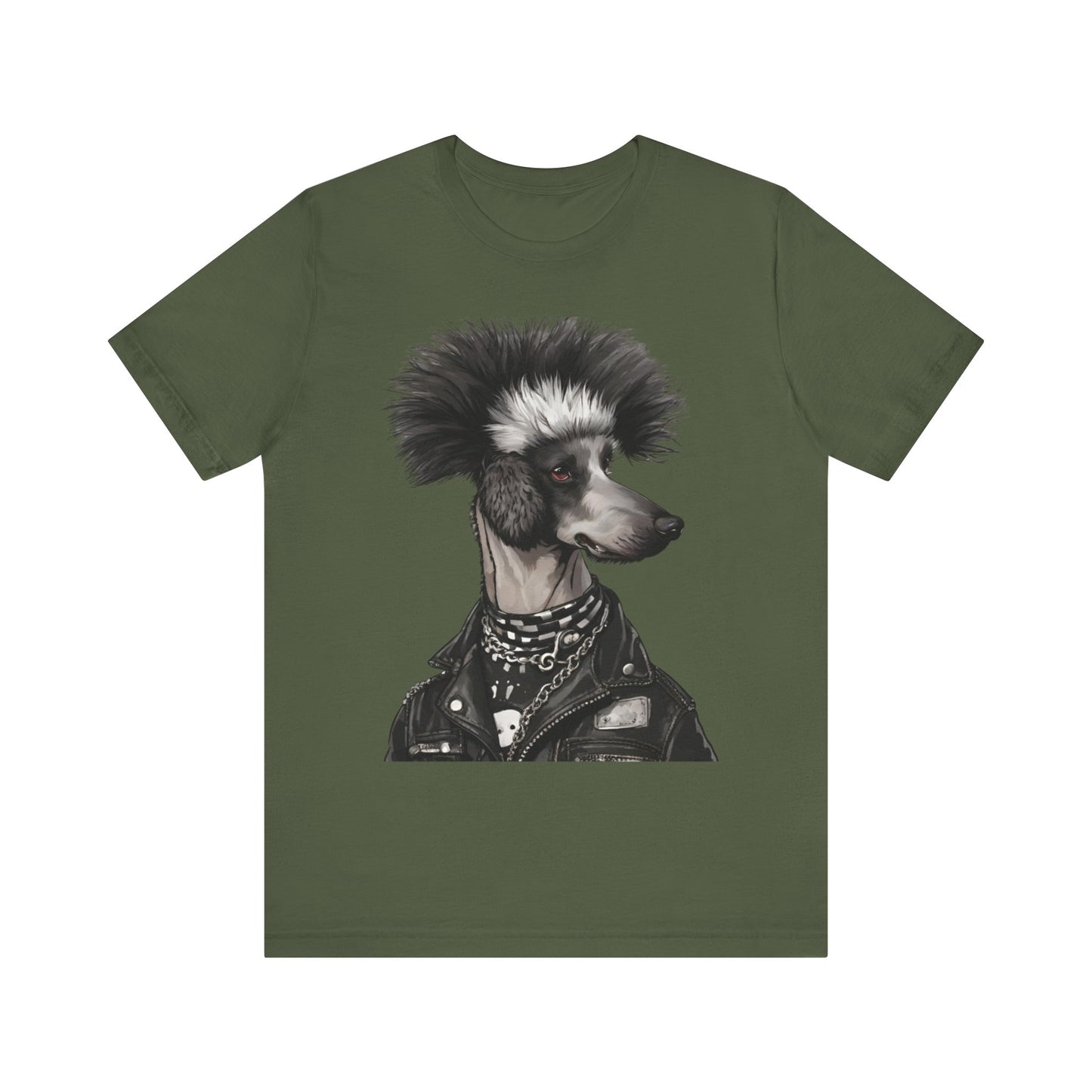 Black & White Punk Rock Poodle Puppy Dog Women's Jersey Short Sleeve Tee Size s-2xl