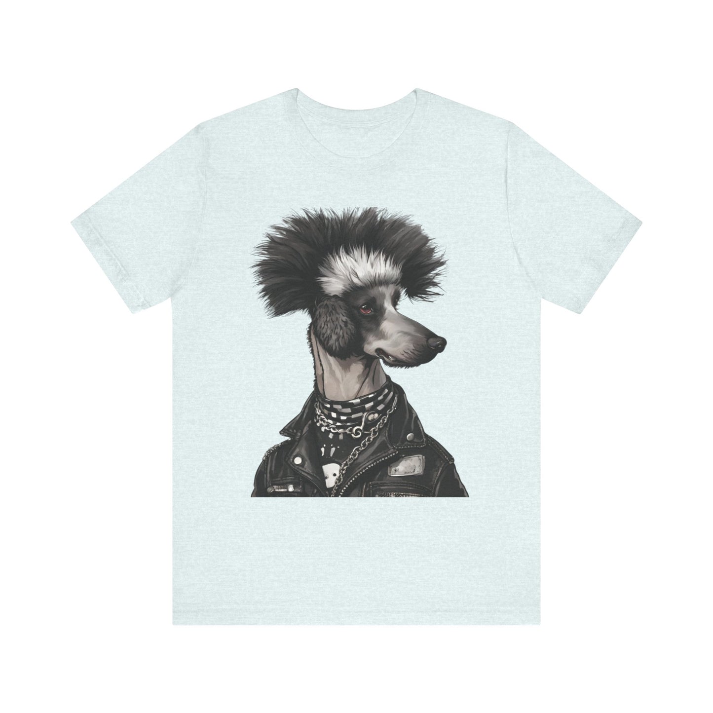 Black & White Punk Rock Poodle Puppy Dog Women's Jersey Short Sleeve Tee Size s-2xl