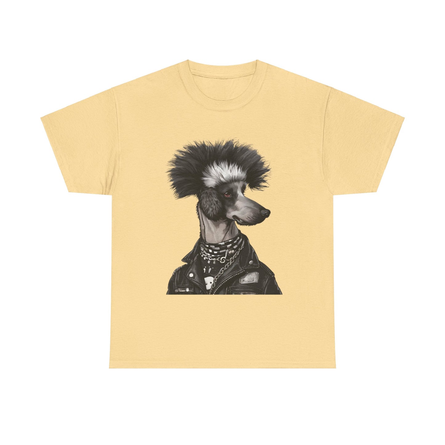 Black & White Punk Rock Poodle Puppy Dog Women's Plus Cotton Tee Size xl-5xl