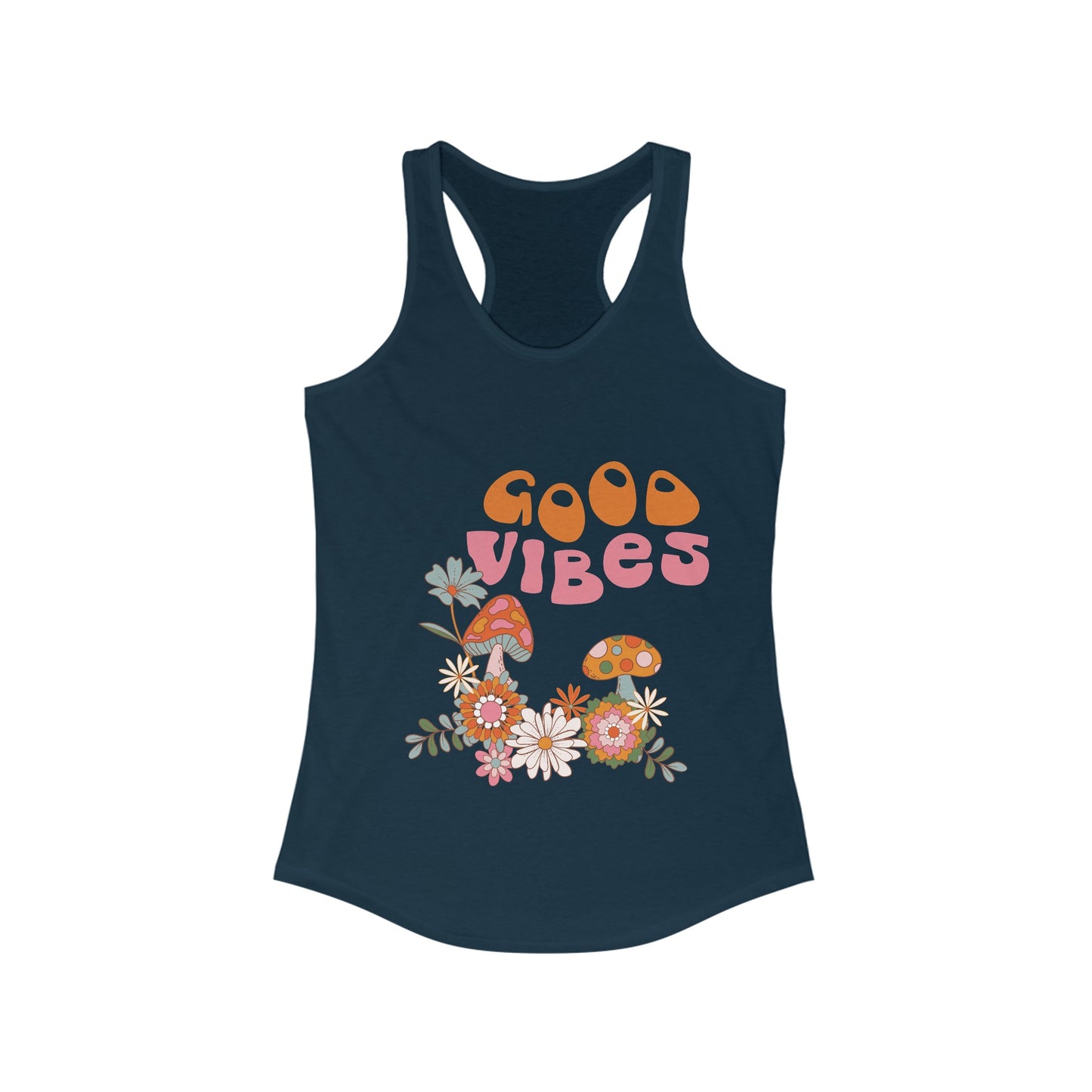 Good Vibes 60's Style Women's Racerback Slim Fit Tank Top Sizes xs-2xl