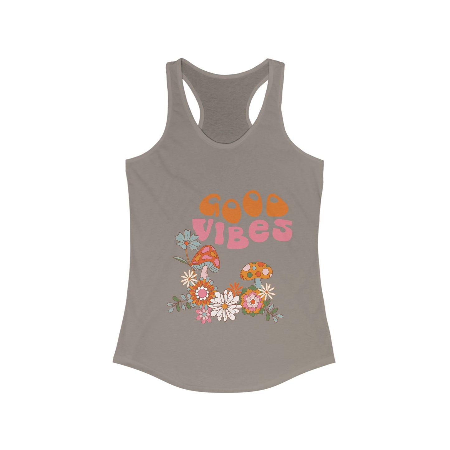 Good Vibes 60's Style Women's Racerback Slim Fit Tank Top Sizes xs-2xl
