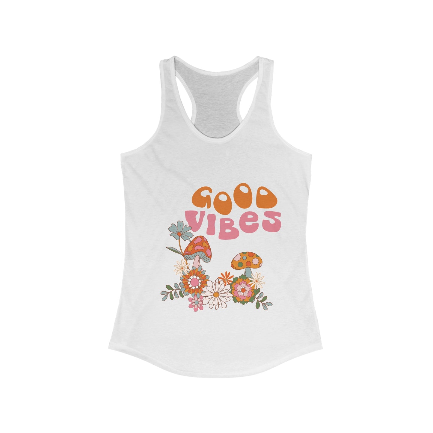 Good Vibes 60's Style Women's Racerback Slim Fit Tank Top Sizes xs-2xl