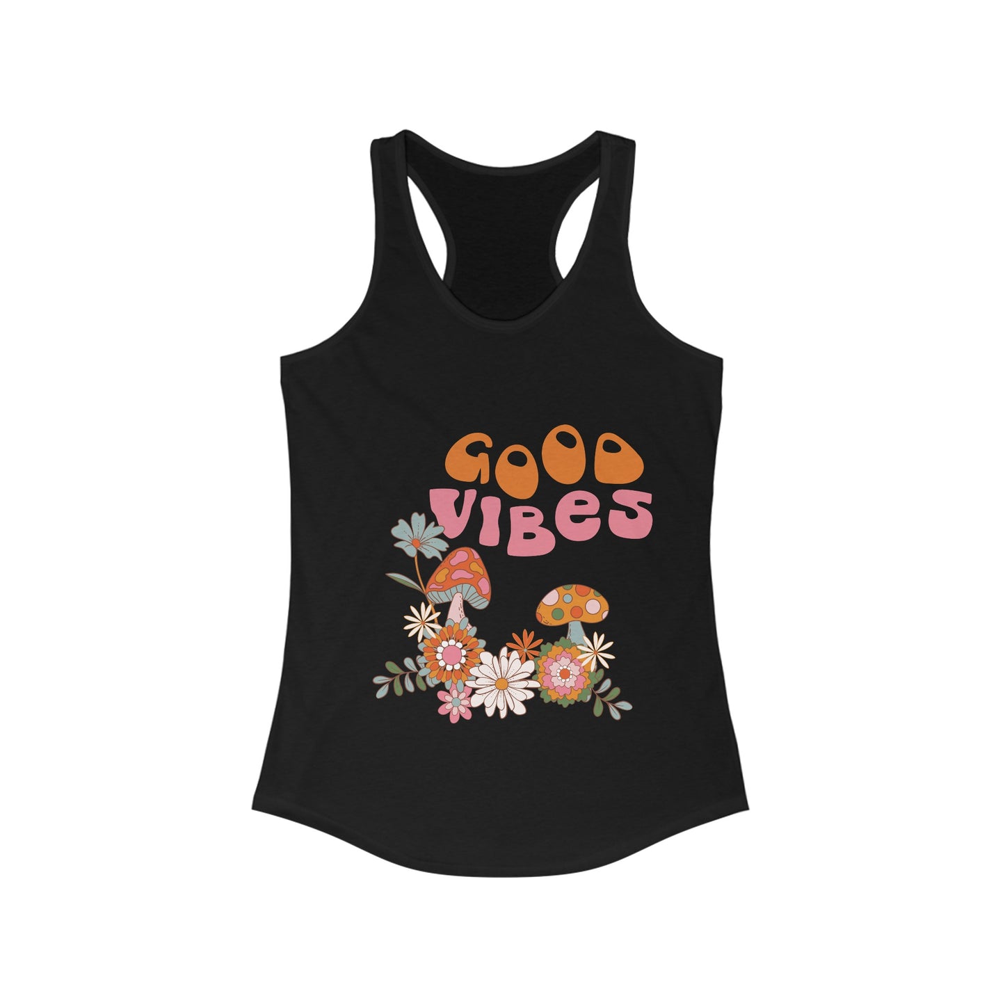 Good Vibes 60's Style Women's Racerback Slim Fit Tank Top Sizes xs-2xl
